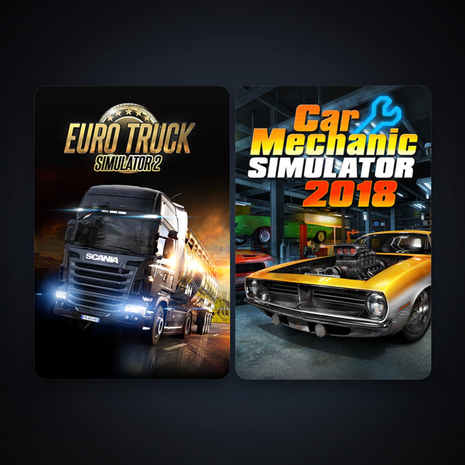 Euro Truck Simulator 2 + Car Mechanic Simulator 2018, 3 games, clean — HabibiAccounts