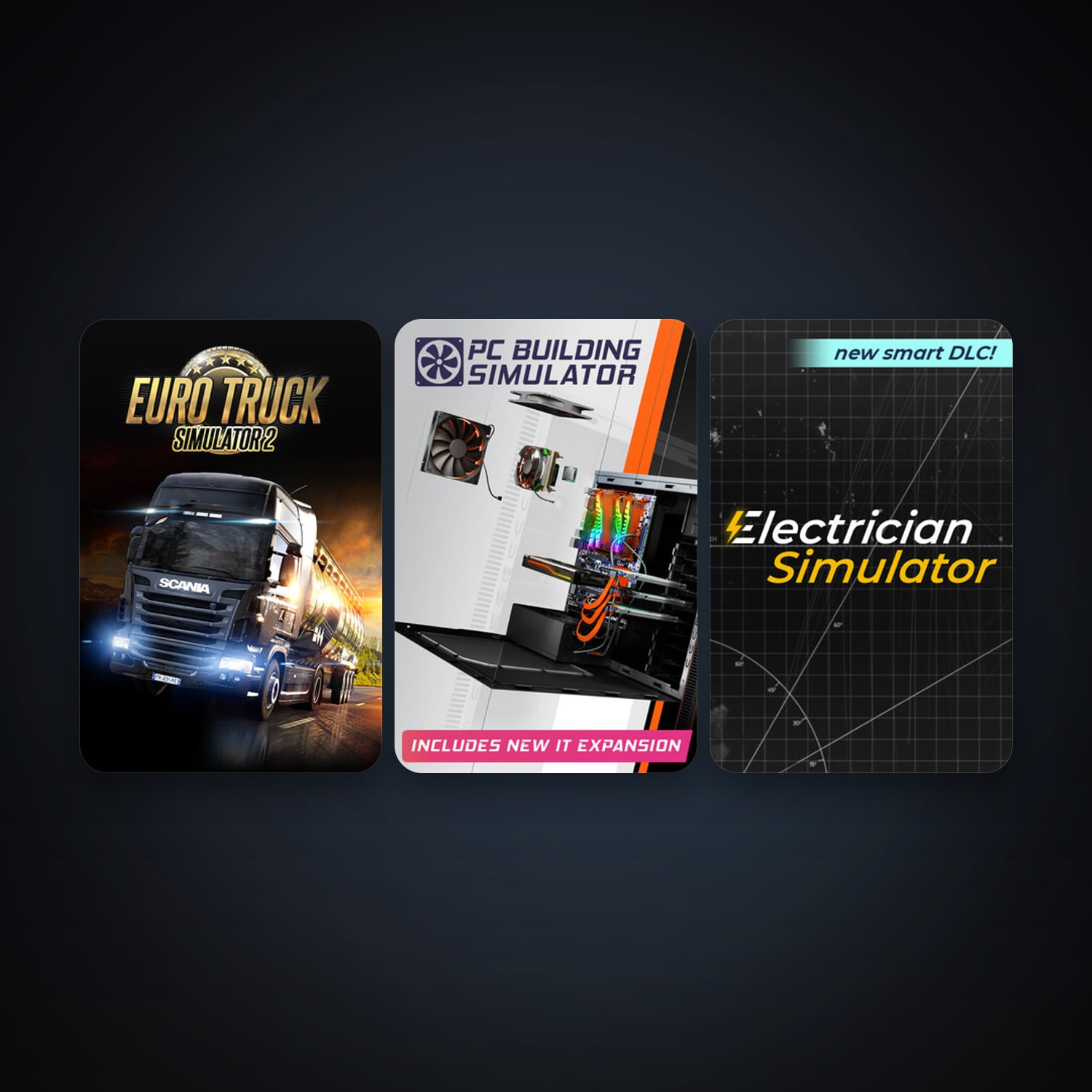 Euro Truck Simulator 2 + PC Building Simulator, 7 games, clean — HabibiAccounts