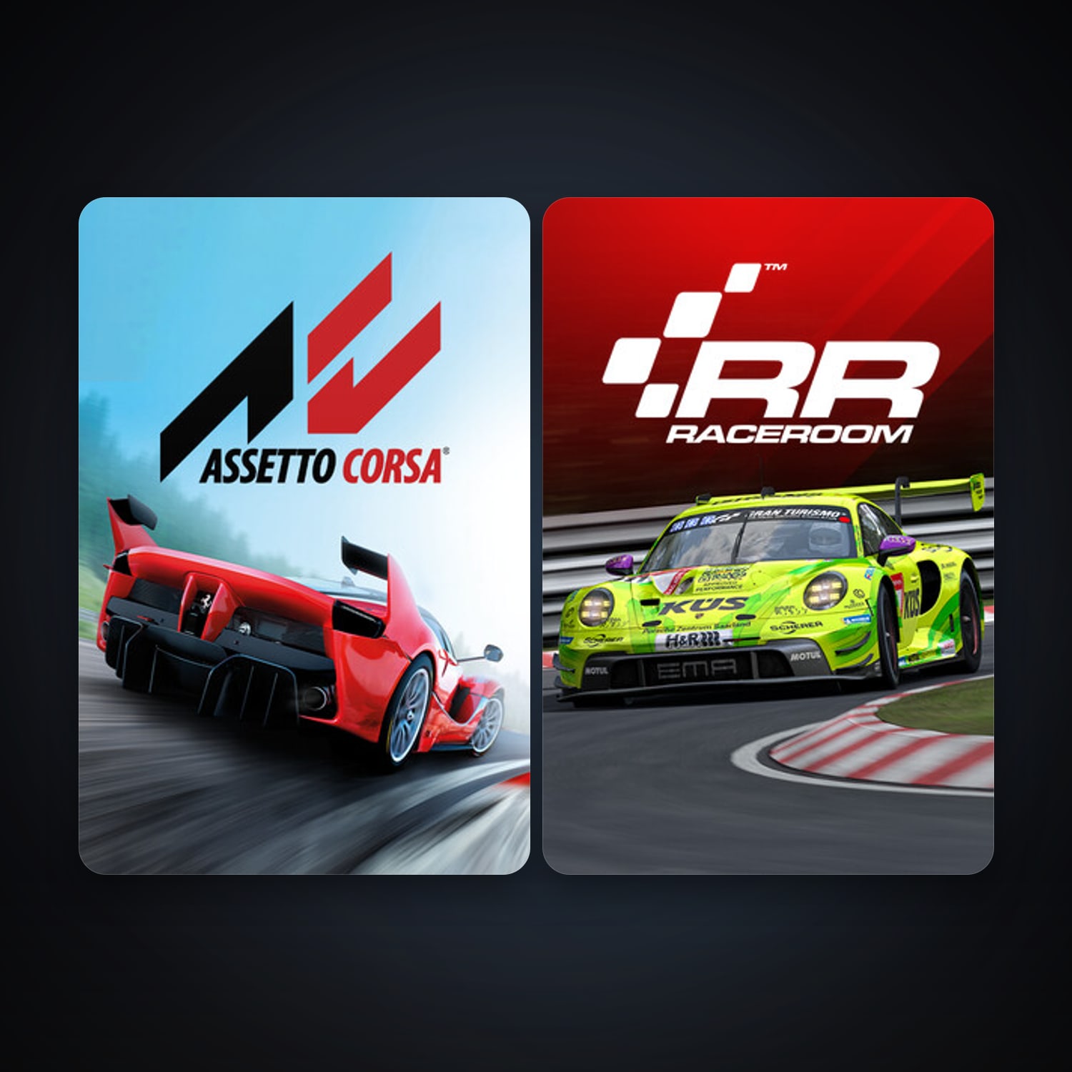 RaceRoom Racing Experience + Assetto Corsa, 4 games, clean — HabibiAccounts