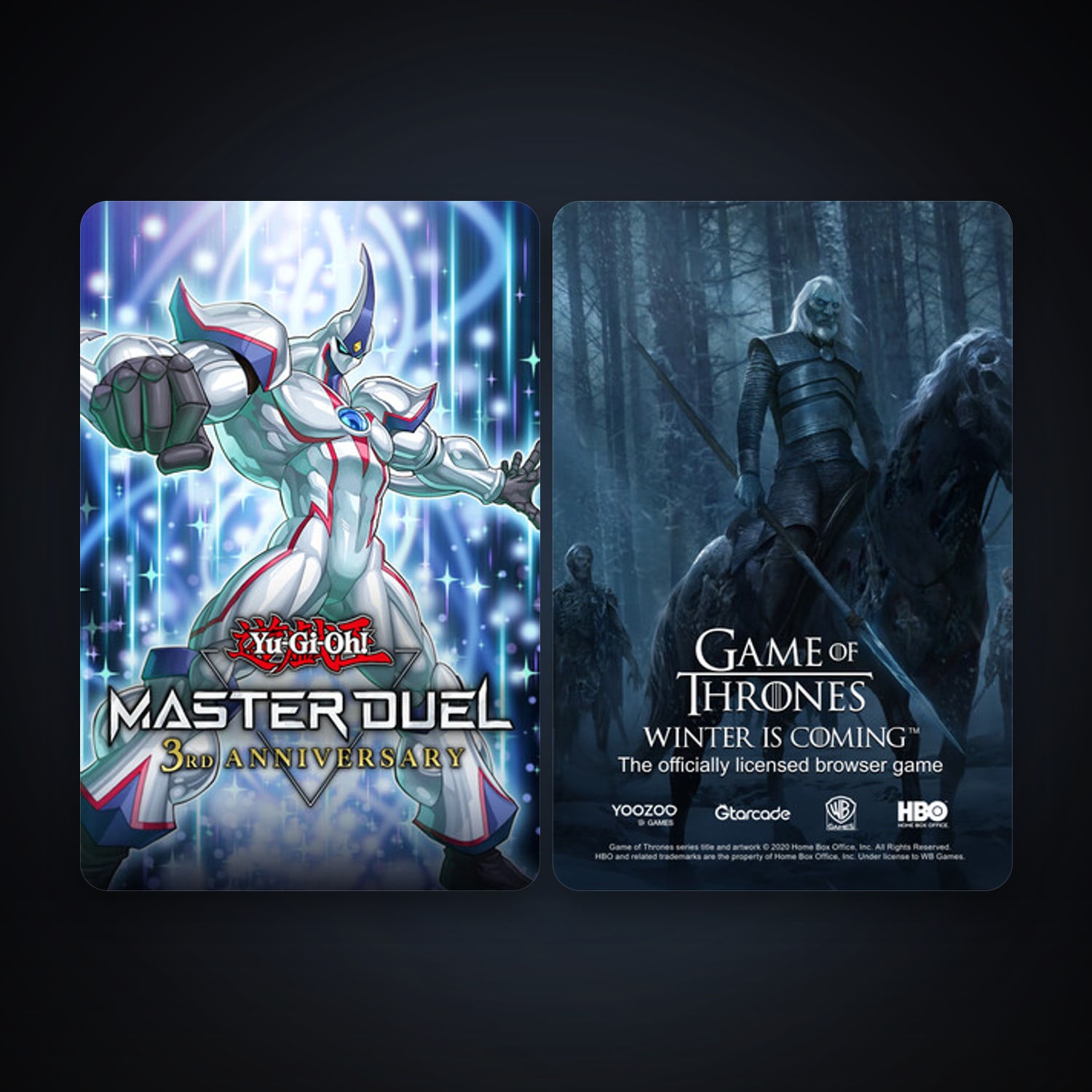 Game of Thrones Winter is Coming + Yu-Gi-Oh! Master Duel, 2 games, clean — HabibiAccounts