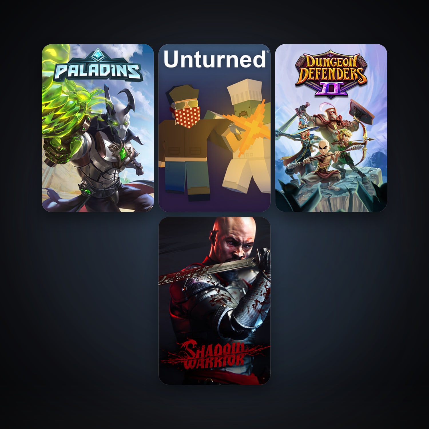 Shadow Warrior + Dungeon Defenders II, 9 games, clean — HabibiAccounts