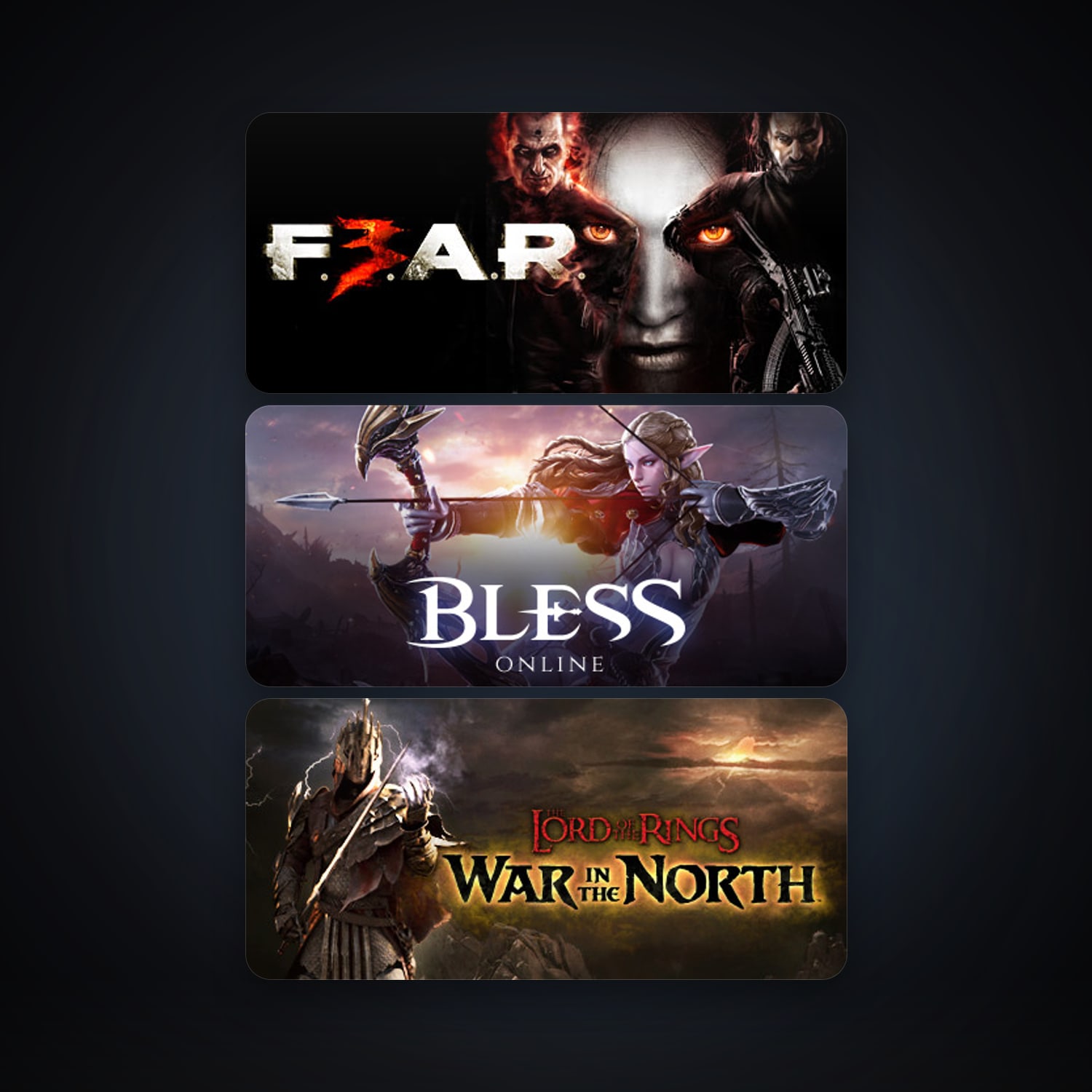 F.E.A.R. 3 + Lord of the Rings: War in the North, 4 games, clean — HabibiAccounts
