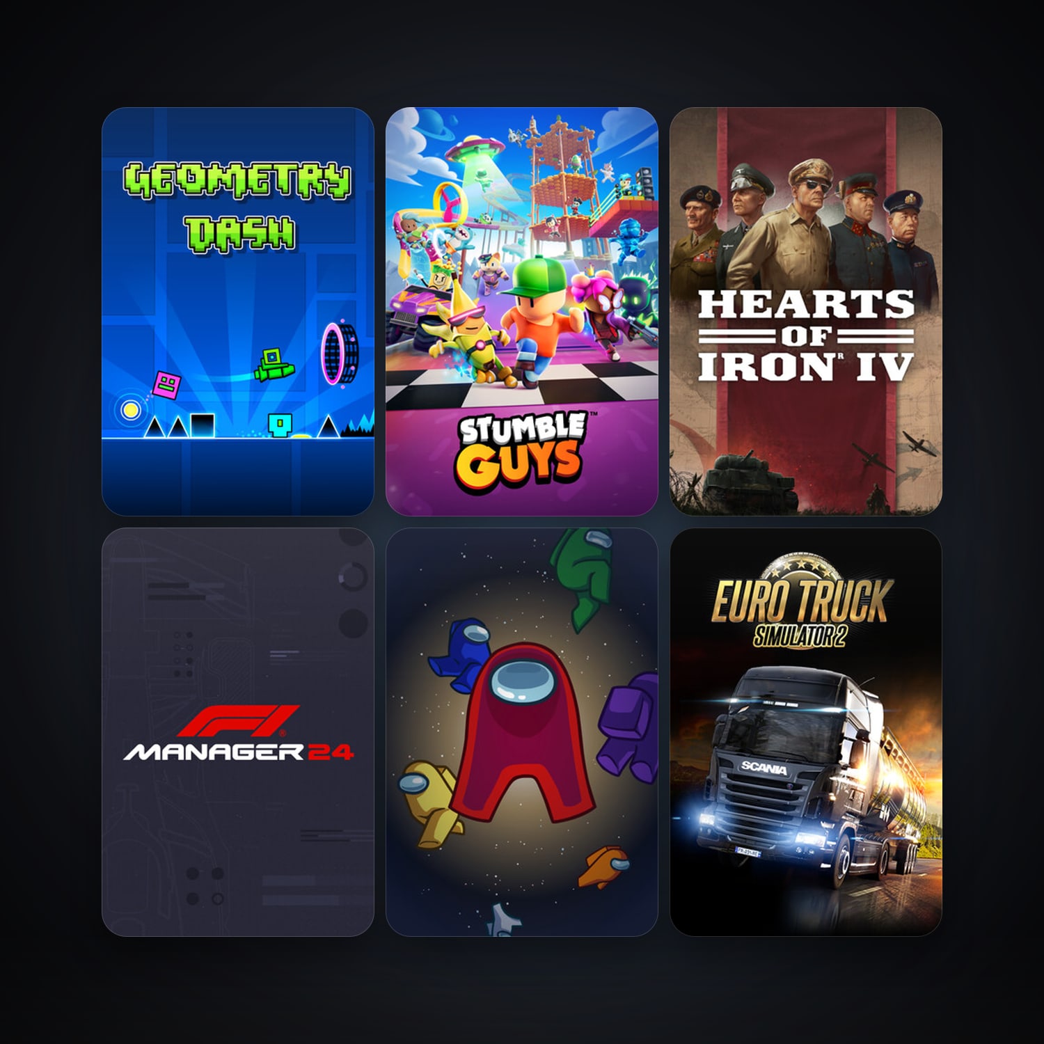 Euro Truck Simulator 2 + Geometry Dash, 14 games, clean — HabibiAccounts
