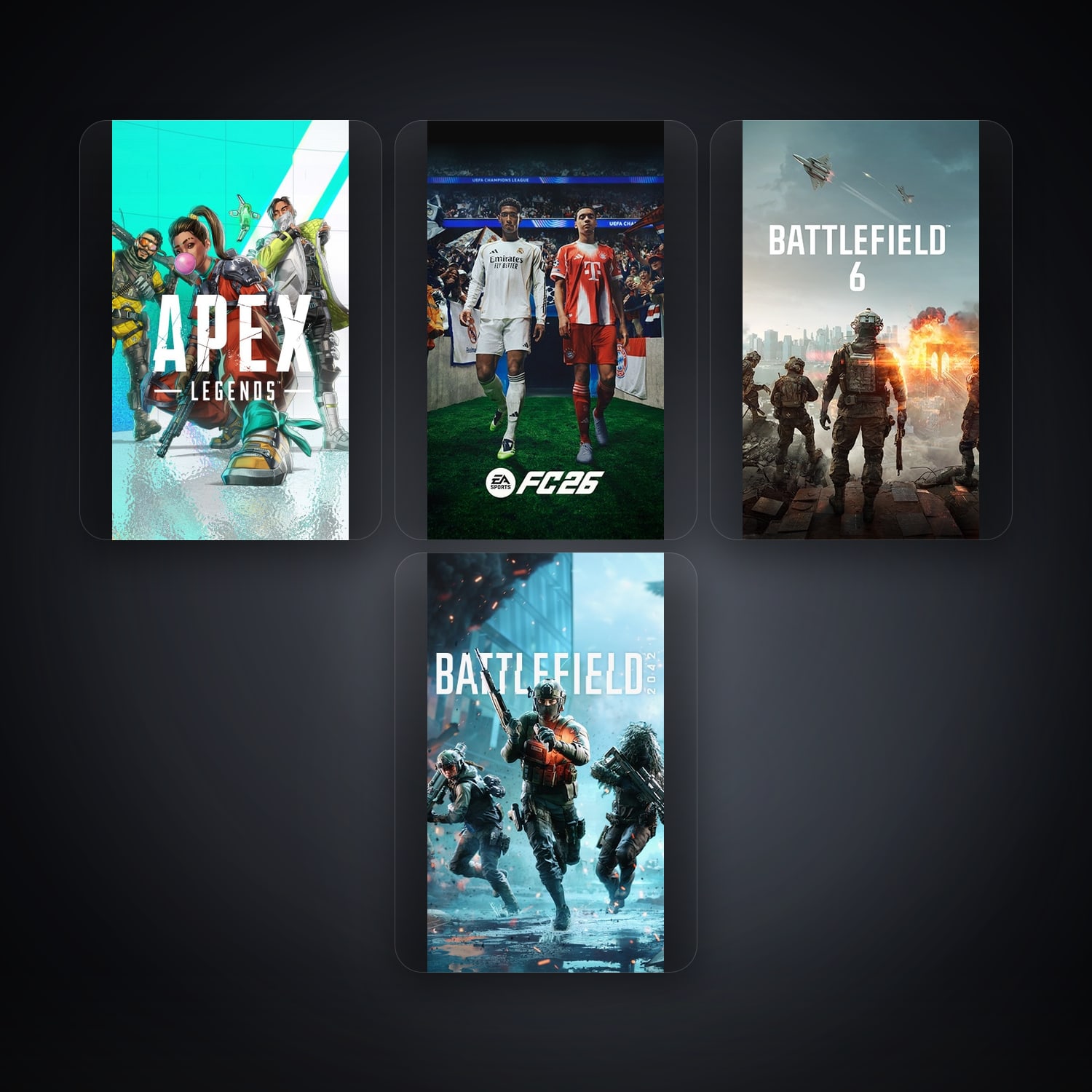 هالحساب إي إيه فيه Apex Legends وBattlefield 1، DE، 11 ألعاب — HabibiAccounts