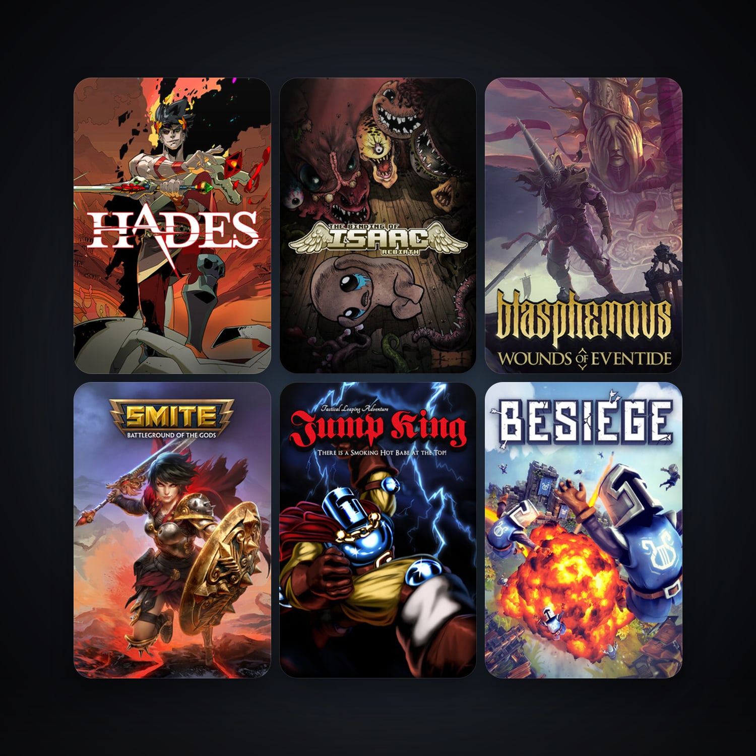 The Binding of Isaac: Rebirth + Besiege, 9 games, clean — HabibiAccounts