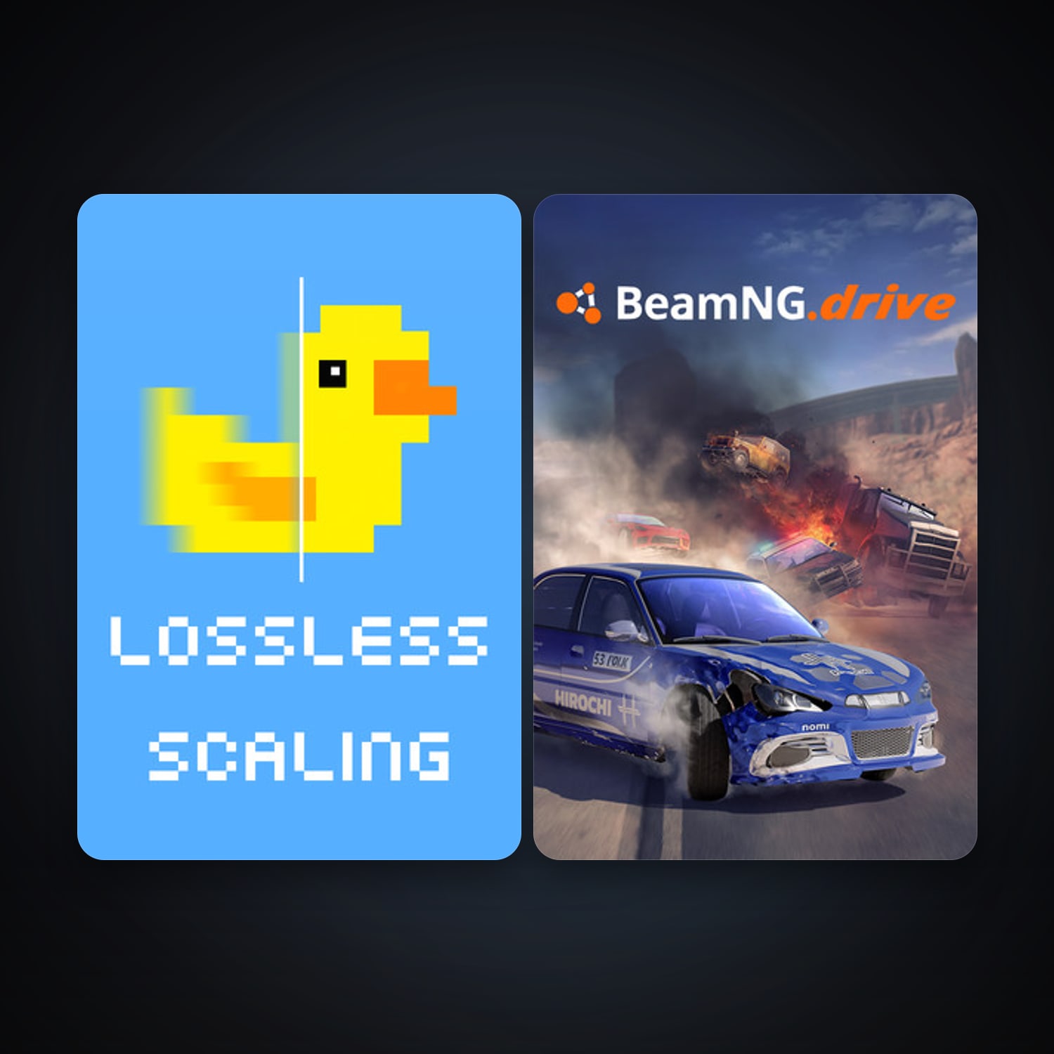 BeamNG.drive + Lossless Scaling, 3 games, clean — HabibiAccounts