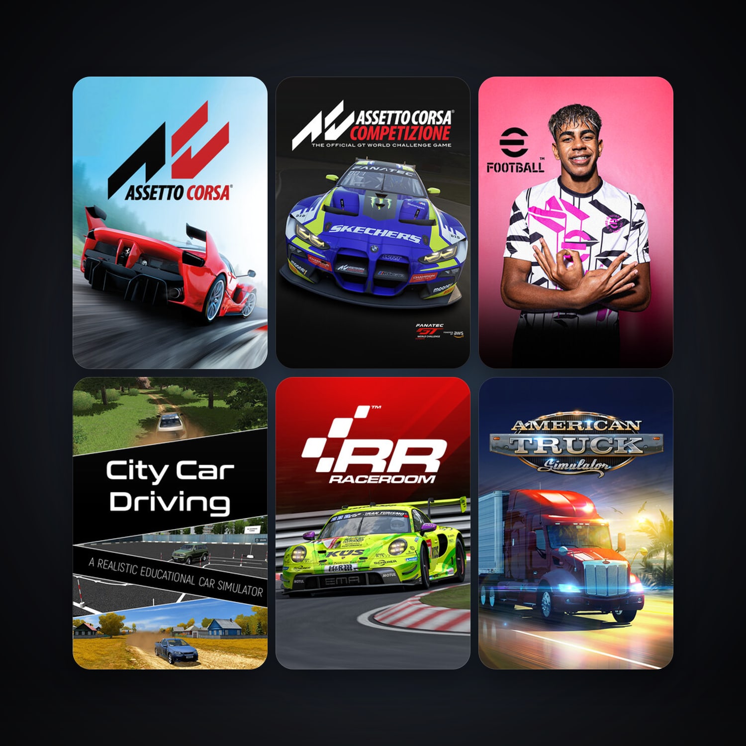 RaceRoom Racing Experience + Assetto Corsa, 26 games, clean — HabibiAccounts