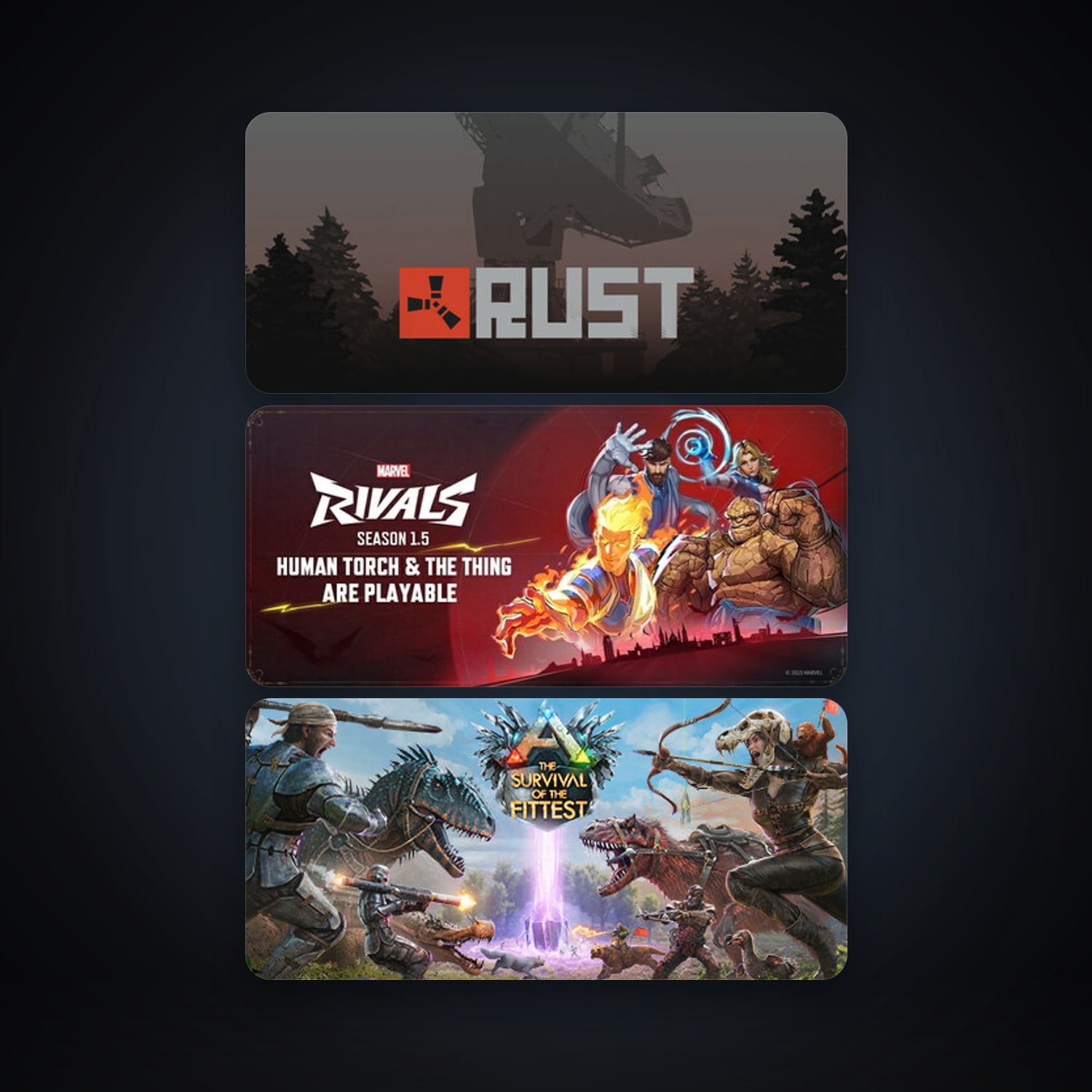 Rust + ARK: The Survival Of The Fittest, 6 games, clean — HabibiAccounts