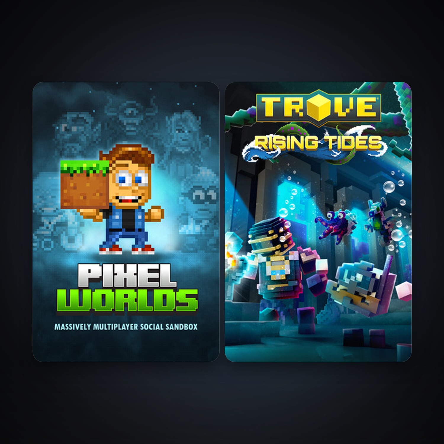 Trove + Pixel Worlds: MMO Sandbox, 6 games, clean — HabibiAccounts