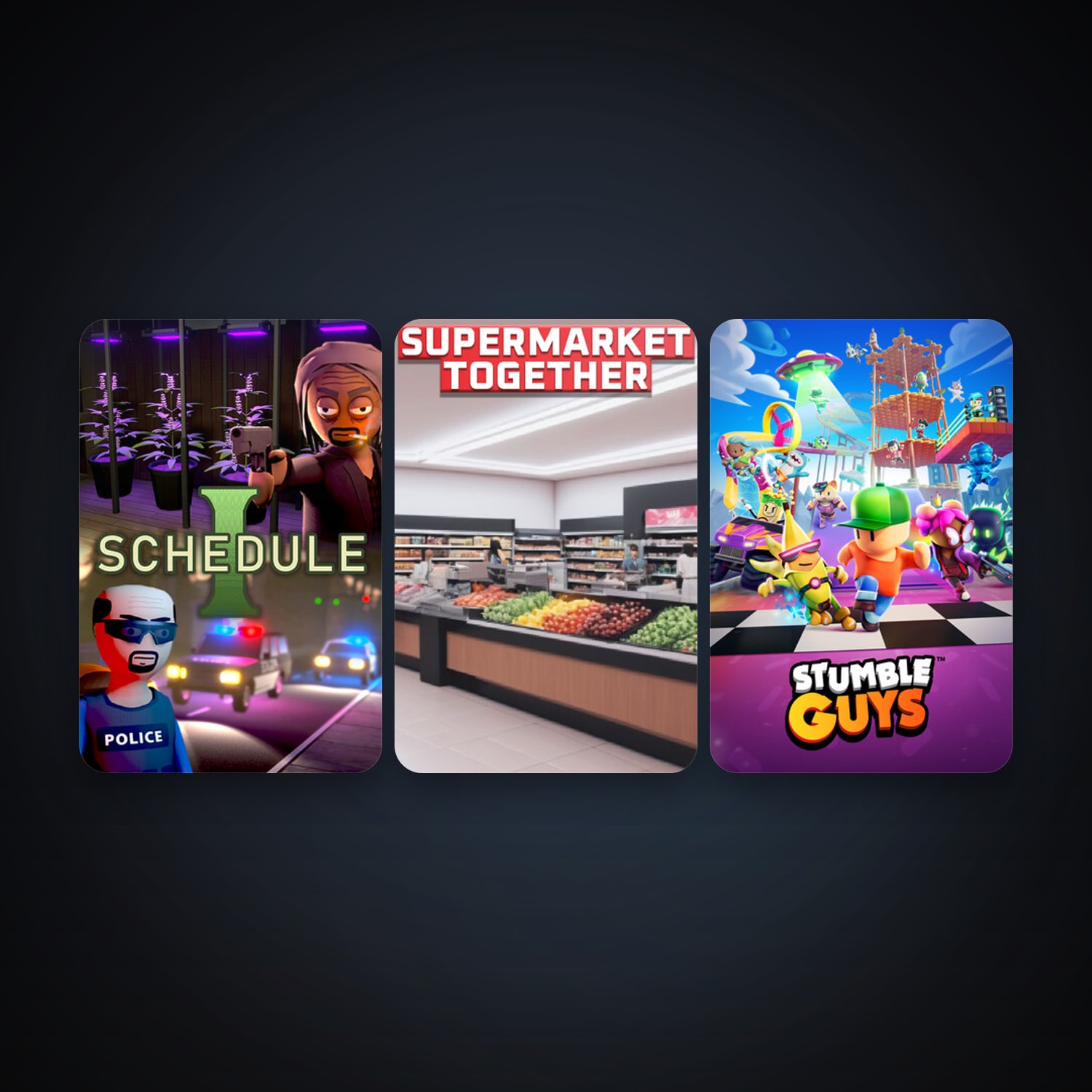 Stumble Guys + Supermarket Together, 4 games, clean — HabibiAccounts