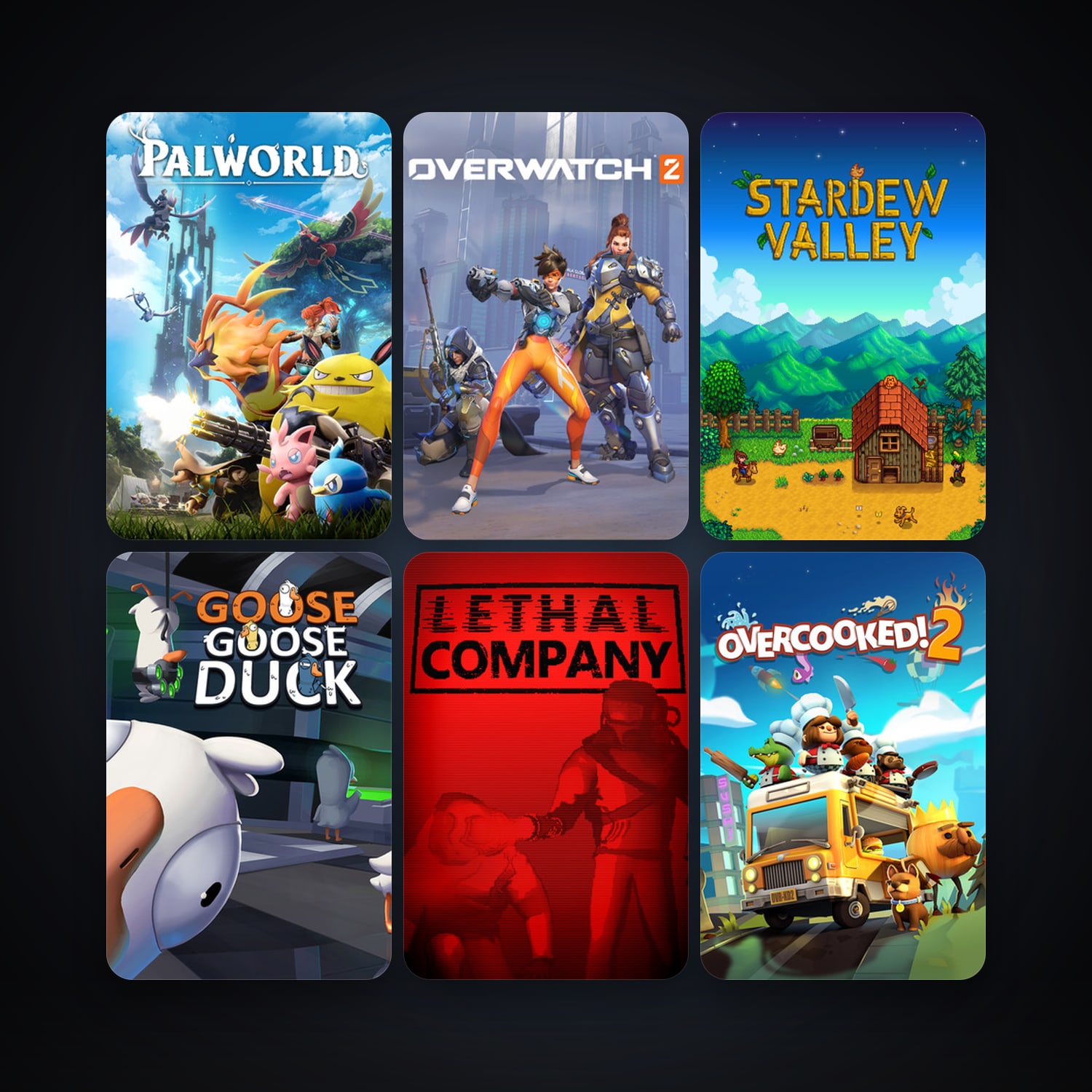 Stardew Valley + Overcooked! 2, 8 games, clean — HabibiAccounts