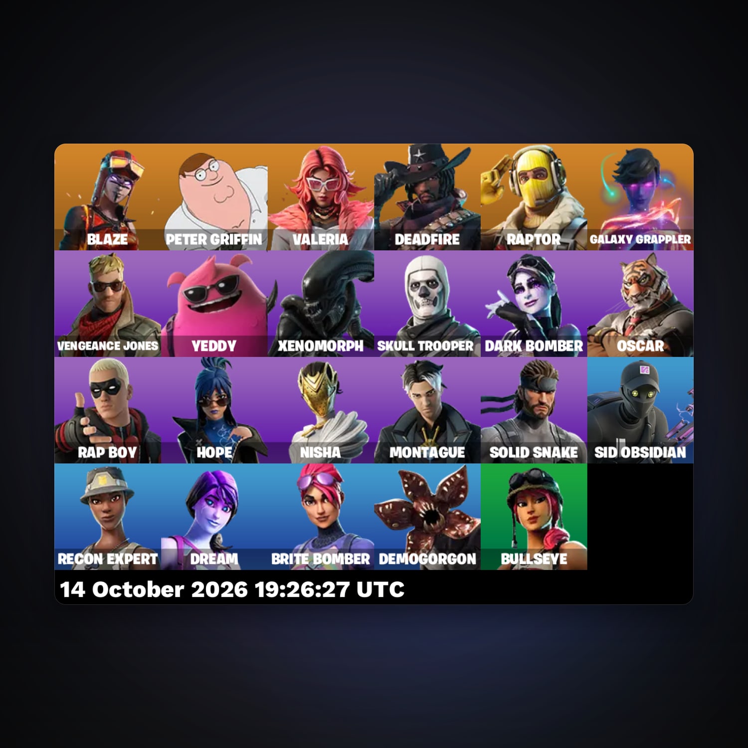 حساب فورتنايت Skull Trooper وBlaze، لوكر 23 سكن، لفل 559، 47 فوز — HabibiAccounts
