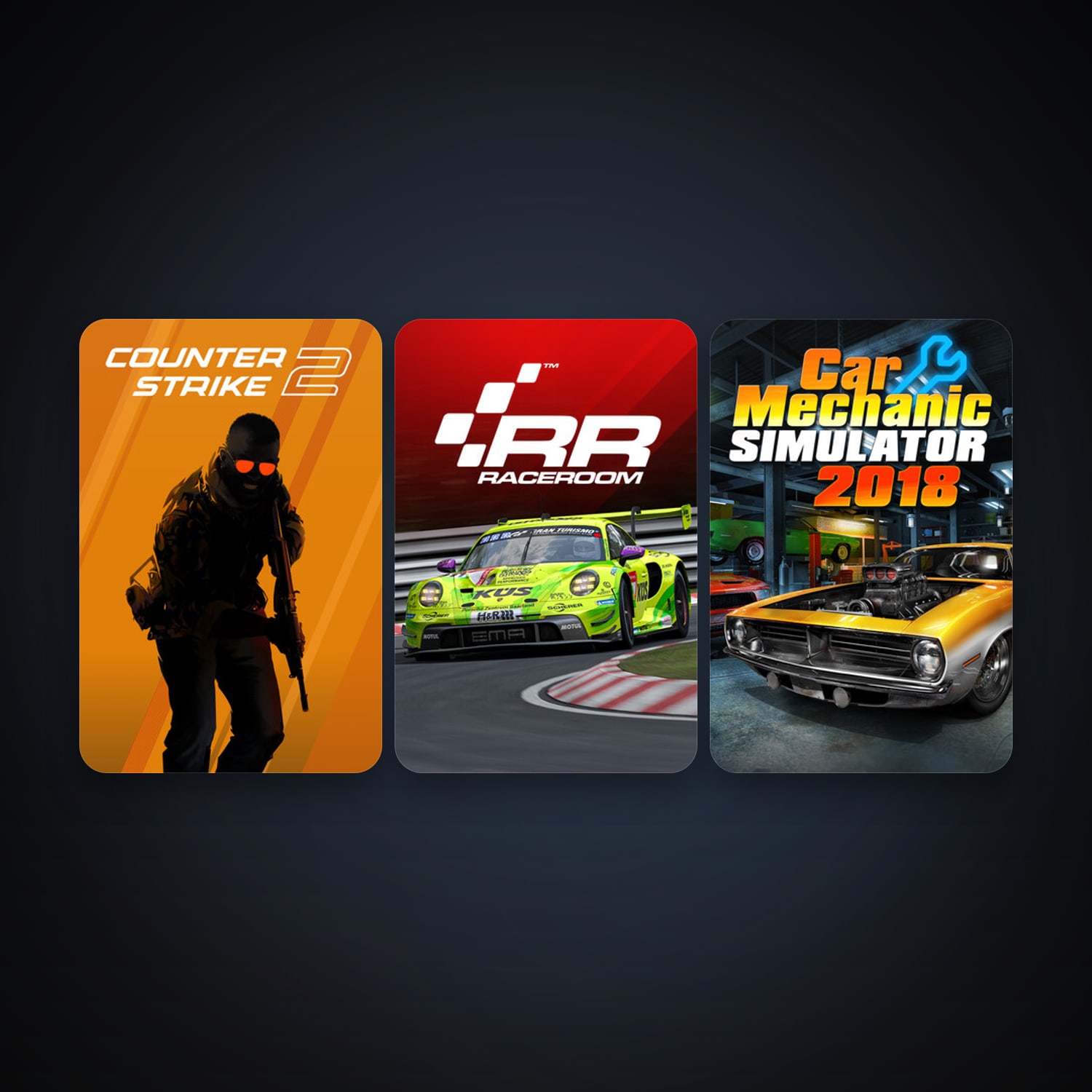 CS2 Prime + RaceRoom Racing Experience, 7 games, clean — HabibiAccounts