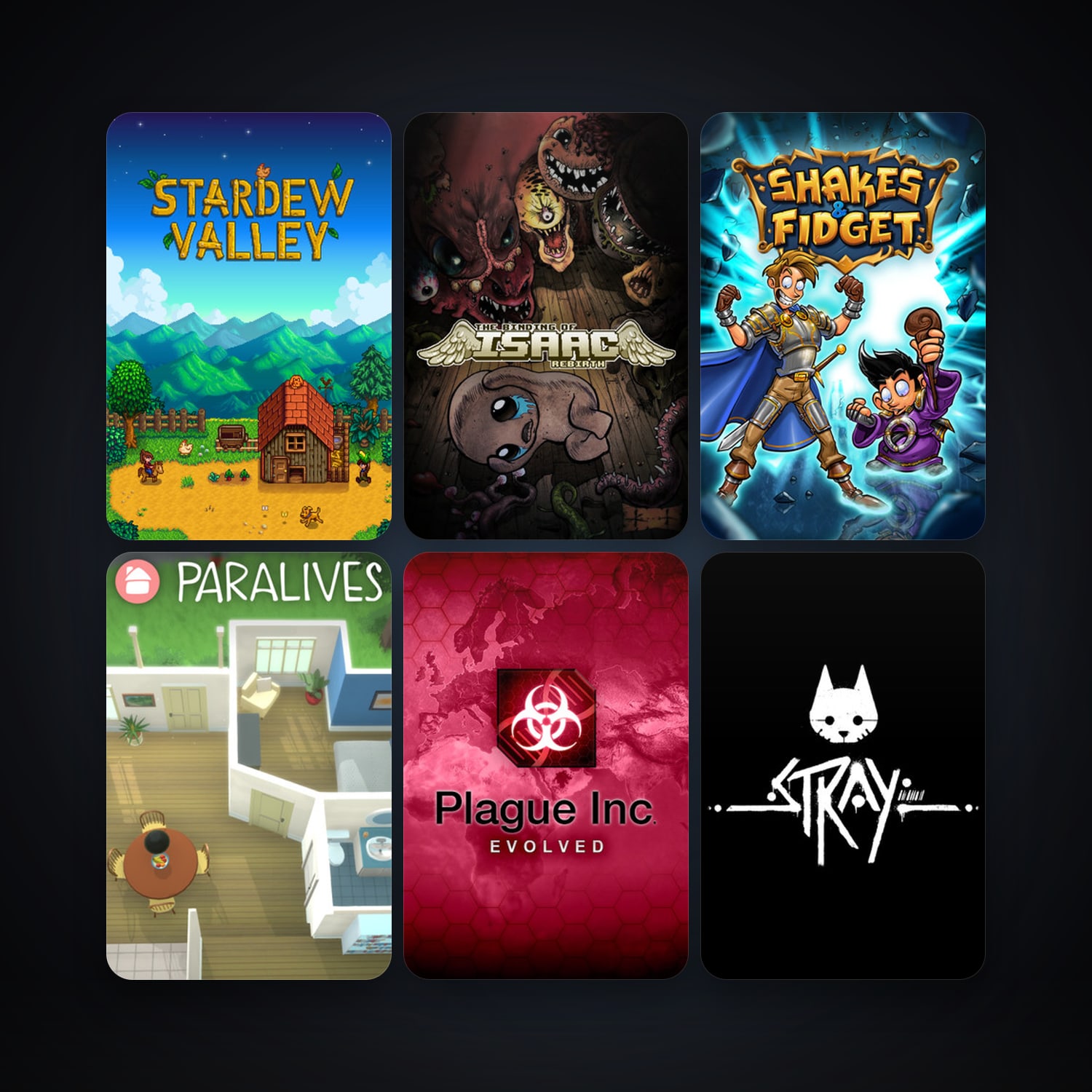 Plague Inc: Evolved + The Binding of Isaac: Rebirth, 9 games, clean — HabibiAccounts