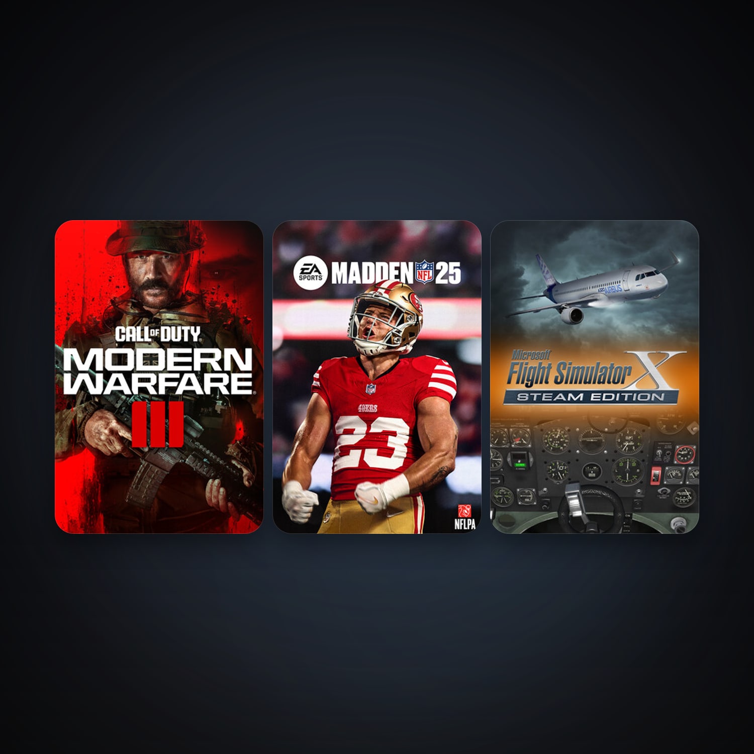 Microsoft Flight Simulator X: Steam Edition + Call of Duty: Modern Warfare 3 (III), 6 games, clean — HabibiAccounts