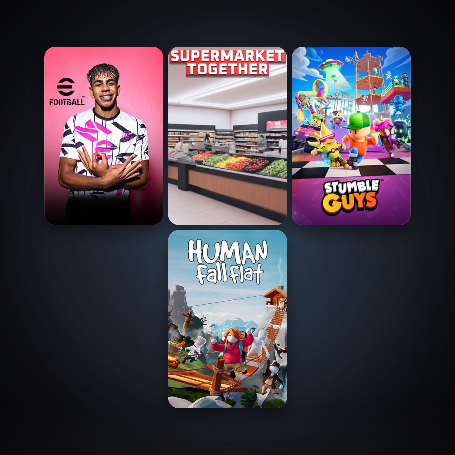 Human: Fall Flat + eFootball 2024, 9 games, clean — HabibiAccounts