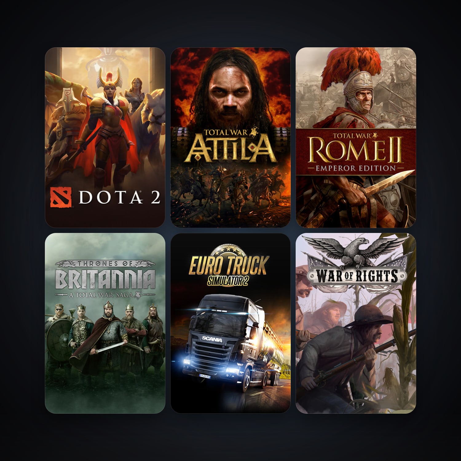 Dota 2 + Total War: ROME II - Emperor Edition, 20 games, clean — HabibiAccounts