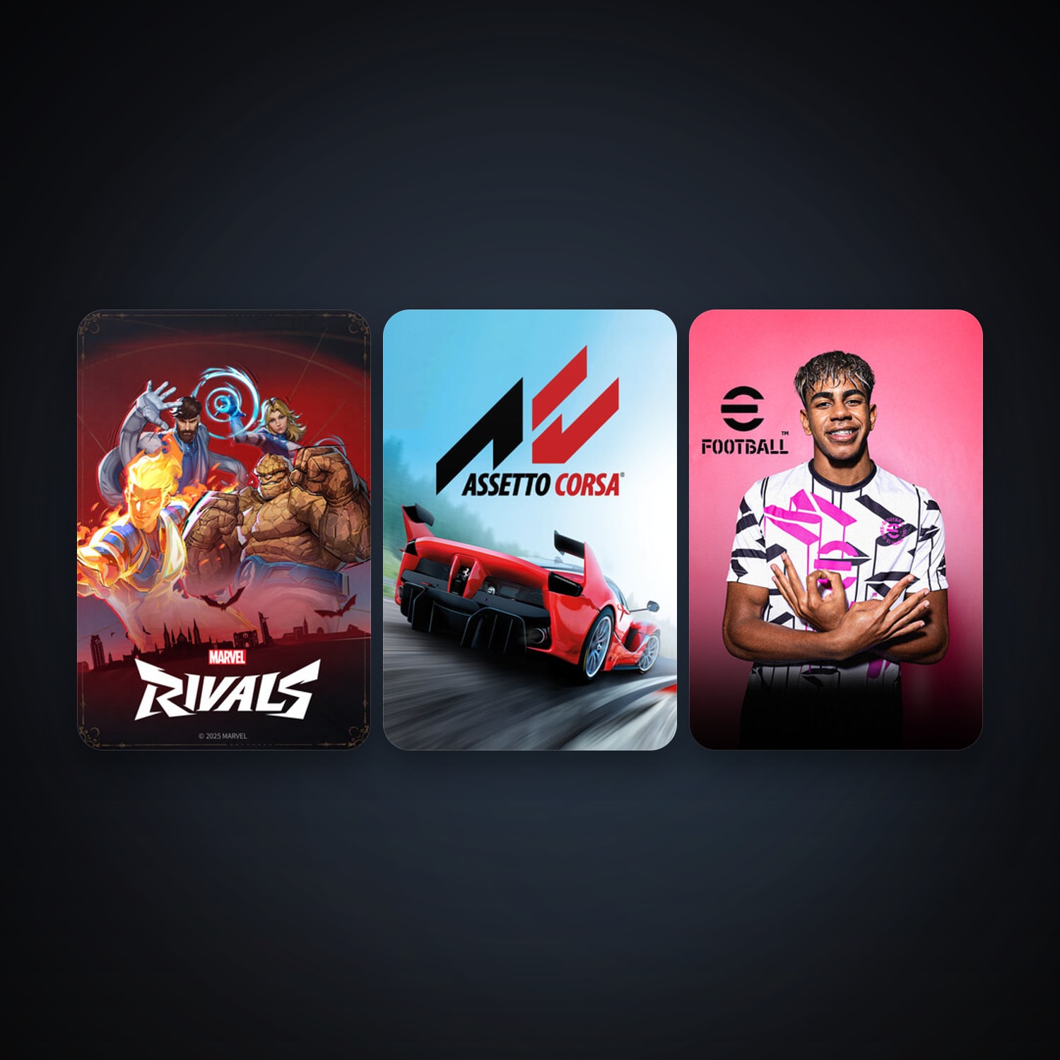 Assetto Corsa + eFootball 2024, 6 games, clean — HabibiAccounts