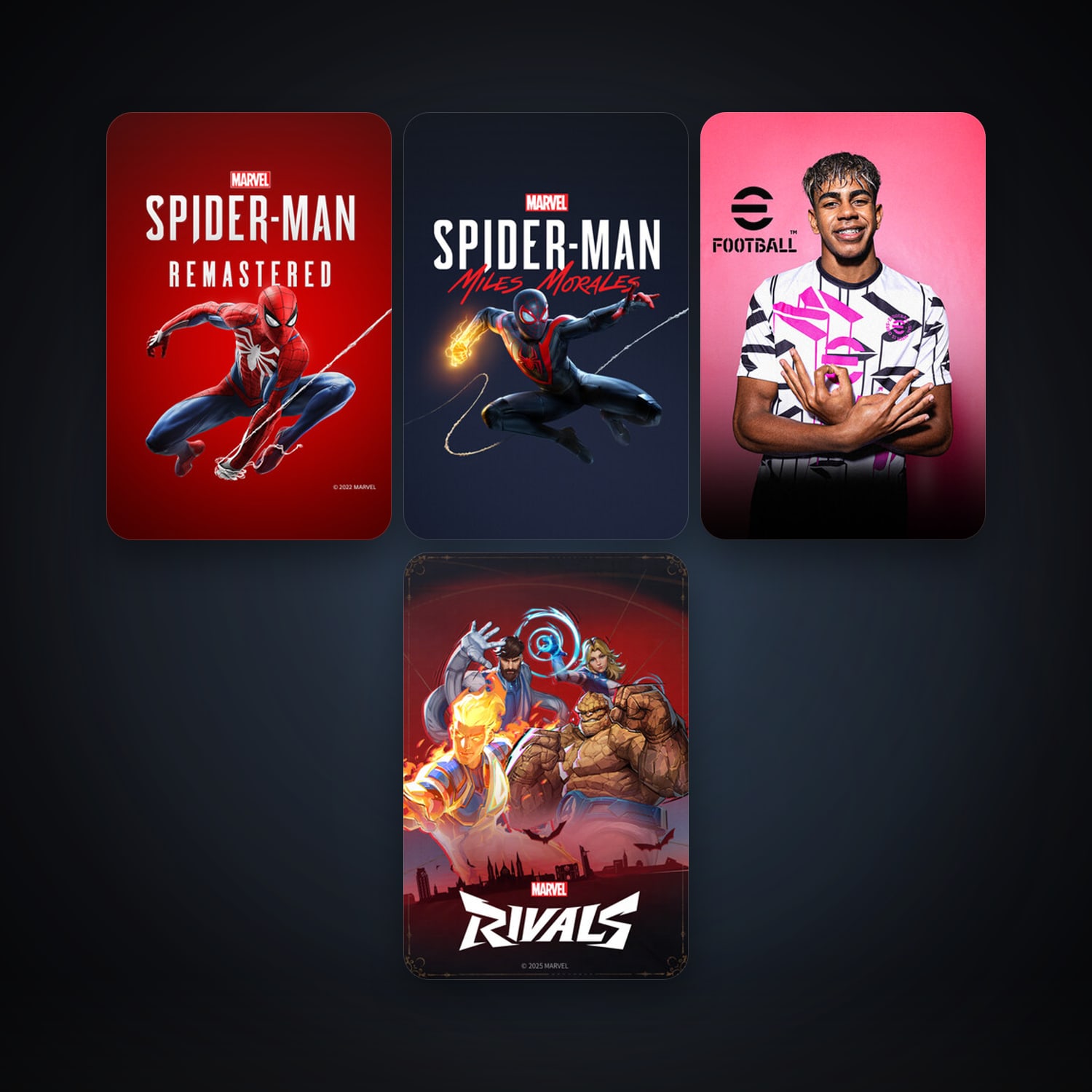 eFootball 2024 + Marvel’s Spider-Man Remastered, 9 games, clean — HabibiAccounts