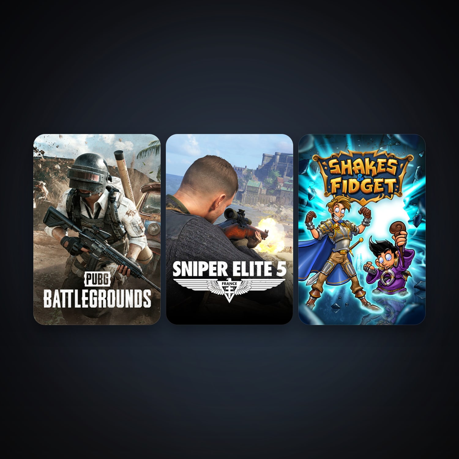 Shakes and Fidget + PUBG: BATTLEGROUNDS, 4 games, clean — HabibiAccounts