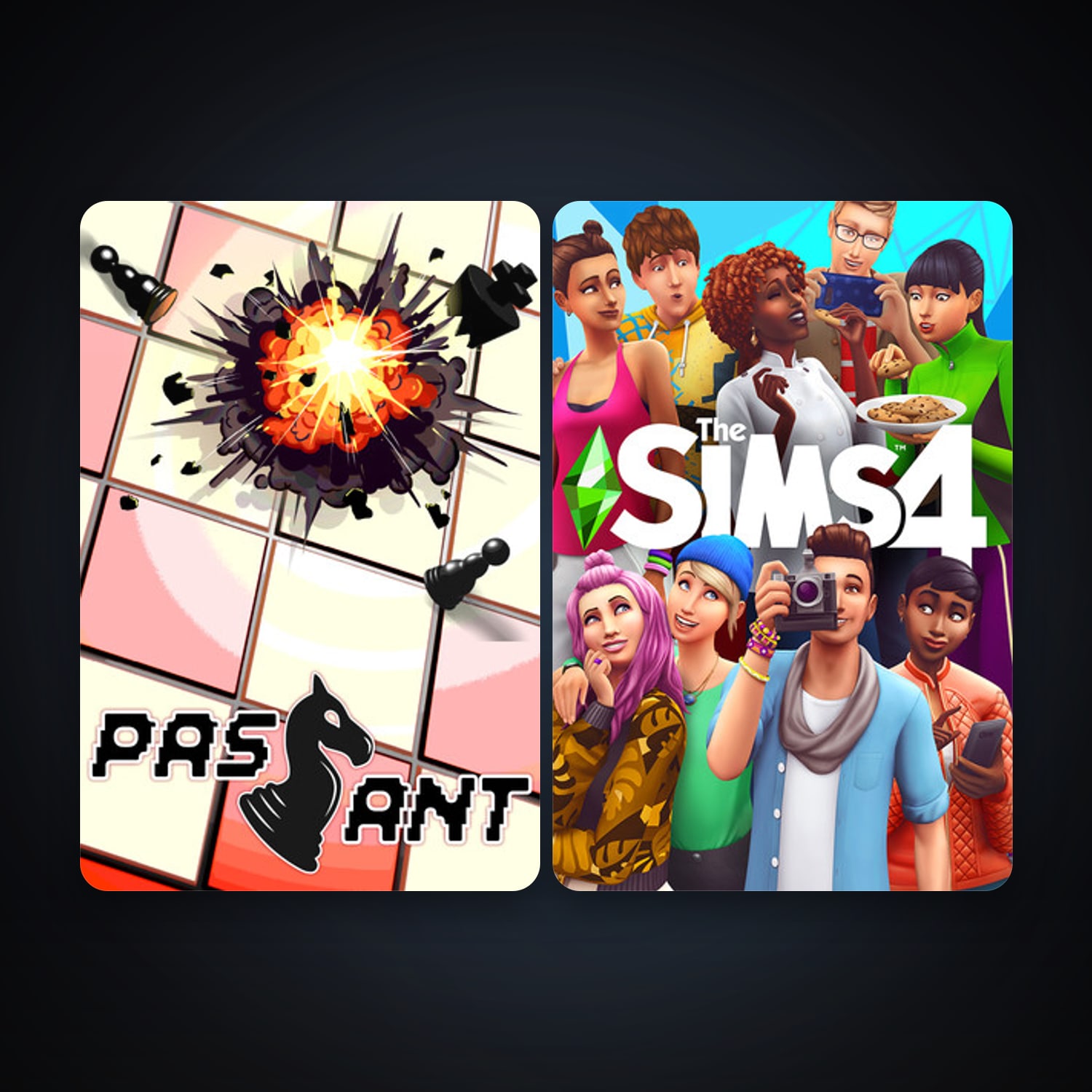 The Sims 4 + Passant: A Chess Roguelike, 2 games, clean — HabibiAccounts