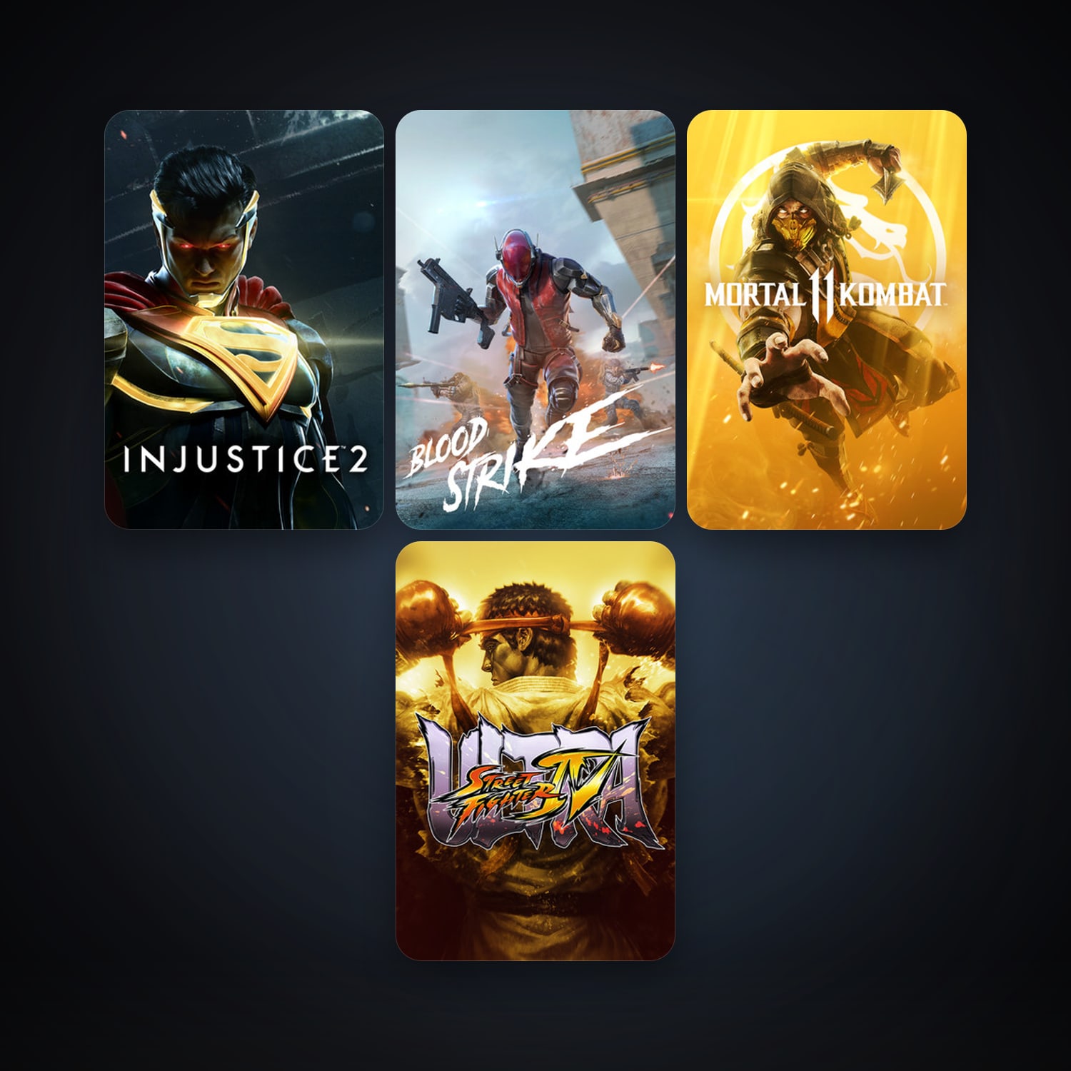 Ultra Street Fighter IV + Injustice 2, 4 games, clean — HabibiAccounts