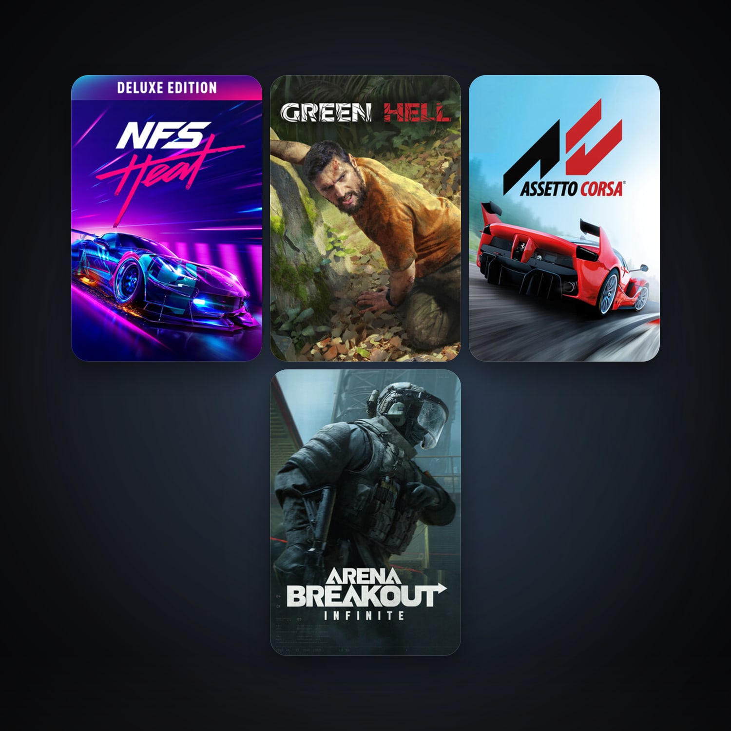 Assetto Corsa + Green Hell, 7 games, clean — HabibiAccounts