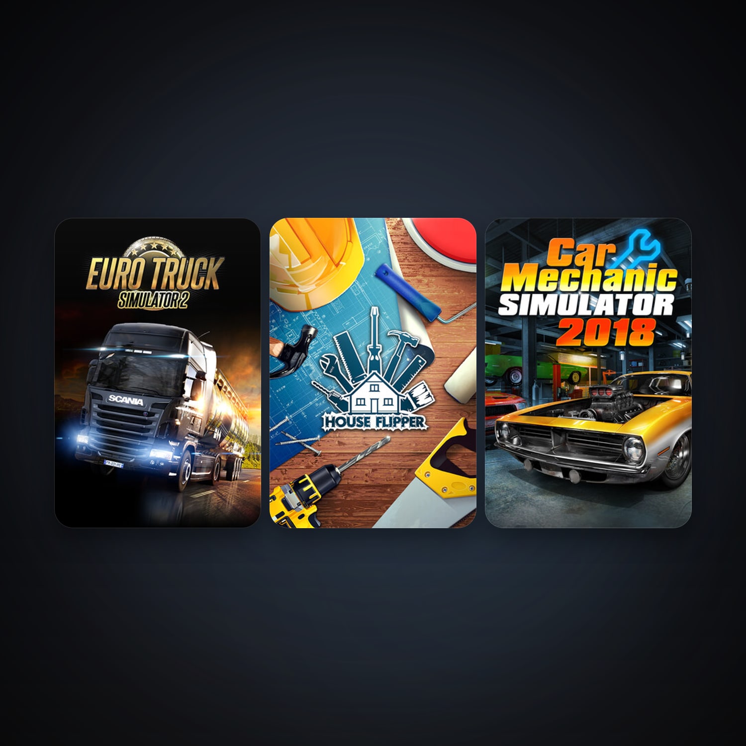 Euro Truck Simulator 2 + House Flipper, 4 games, clean — HabibiAccounts