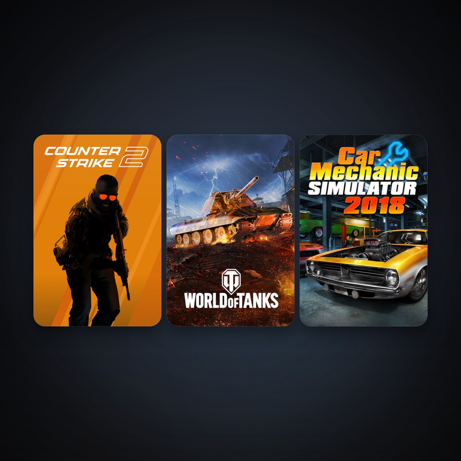 CS2 Prime + Car Mechanic Simulator 2018, 4 games, clean — HabibiAccounts