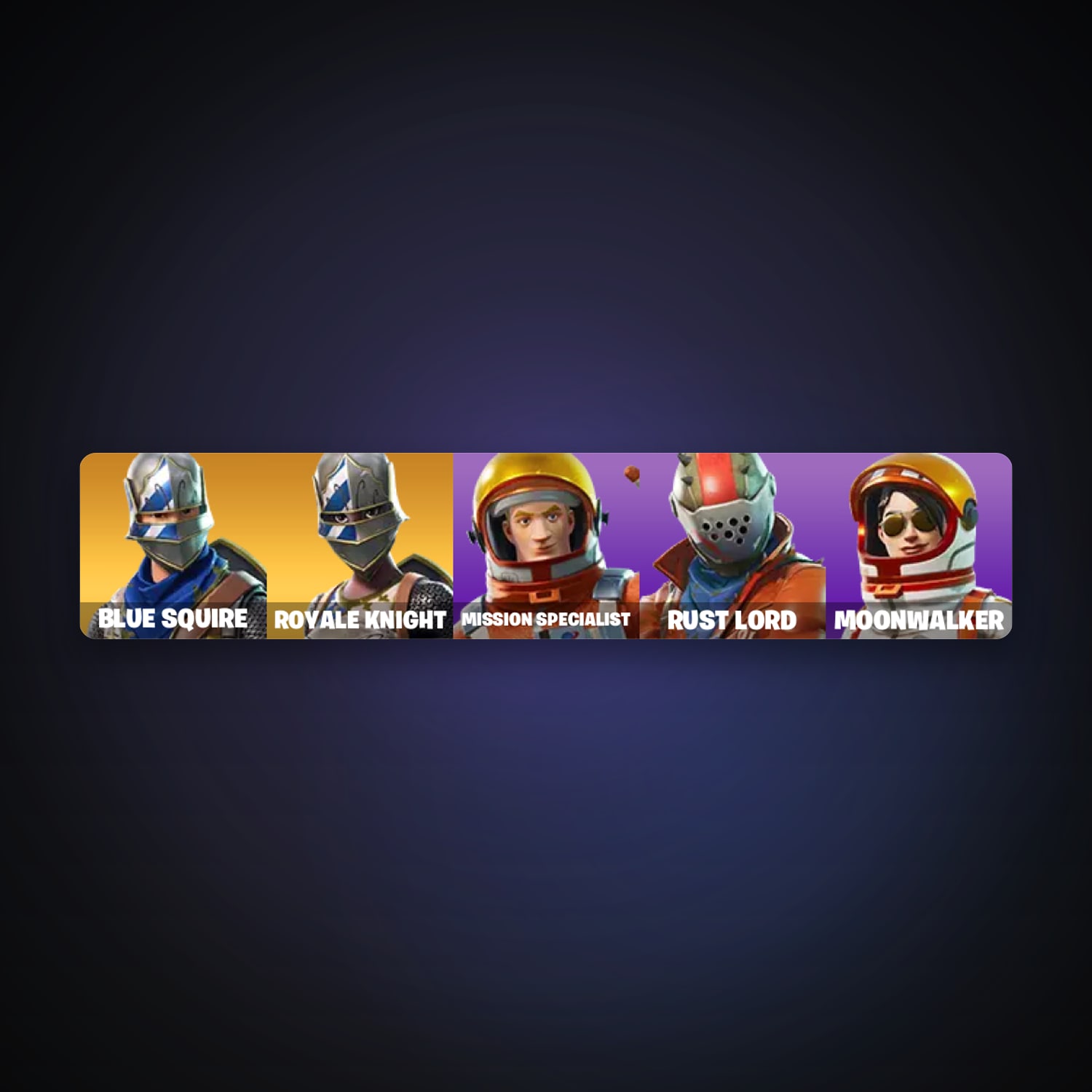 حساب فورتنايت Blue Squire وRoyale Knight، لوكر 5 سكن، 100 فيبوكس، لفل 153، 4 فوز — HabibiAccounts