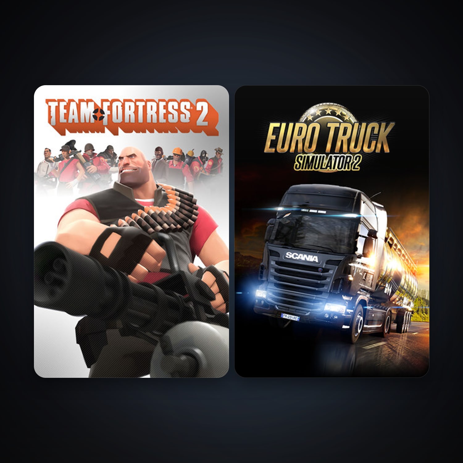 Team Fortress 2 + Euro Truck Simulator 2, 2 games, clean — HabibiAccounts