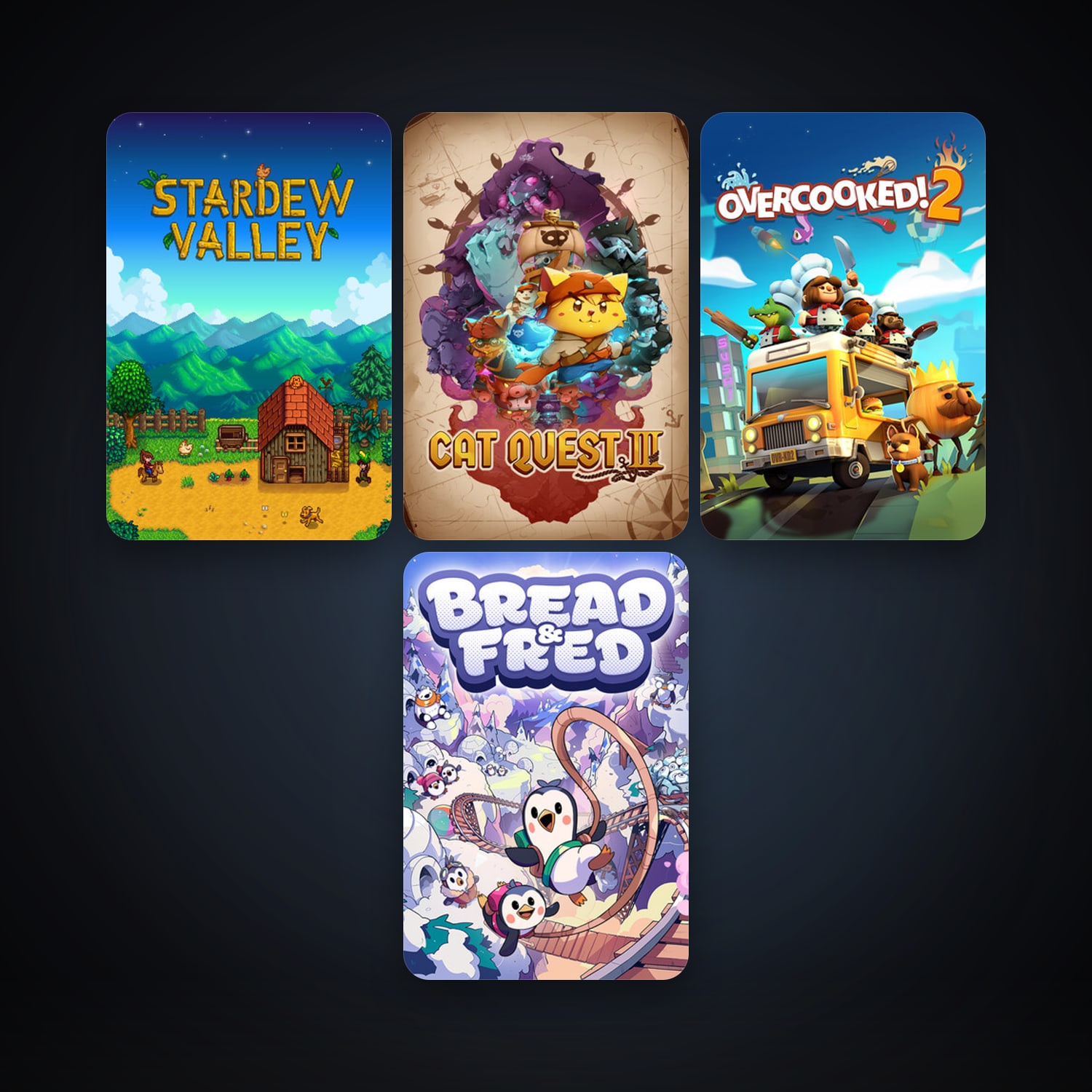 Stardew Valley + Overcooked! 2, 5 games, clean — HabibiAccounts
