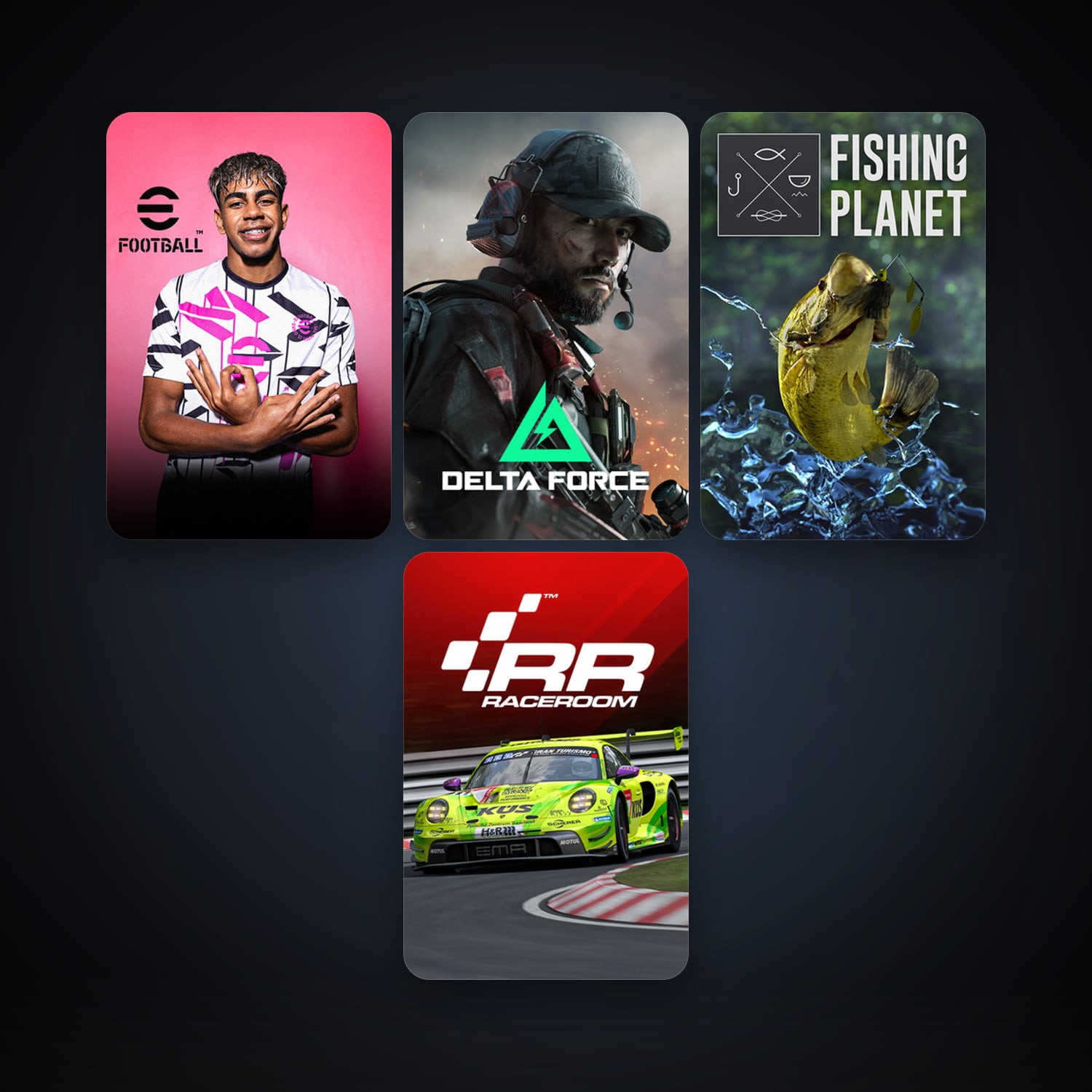 RaceRoom Racing Experience + Fishing Planet, 6 games, clean — HabibiAccounts