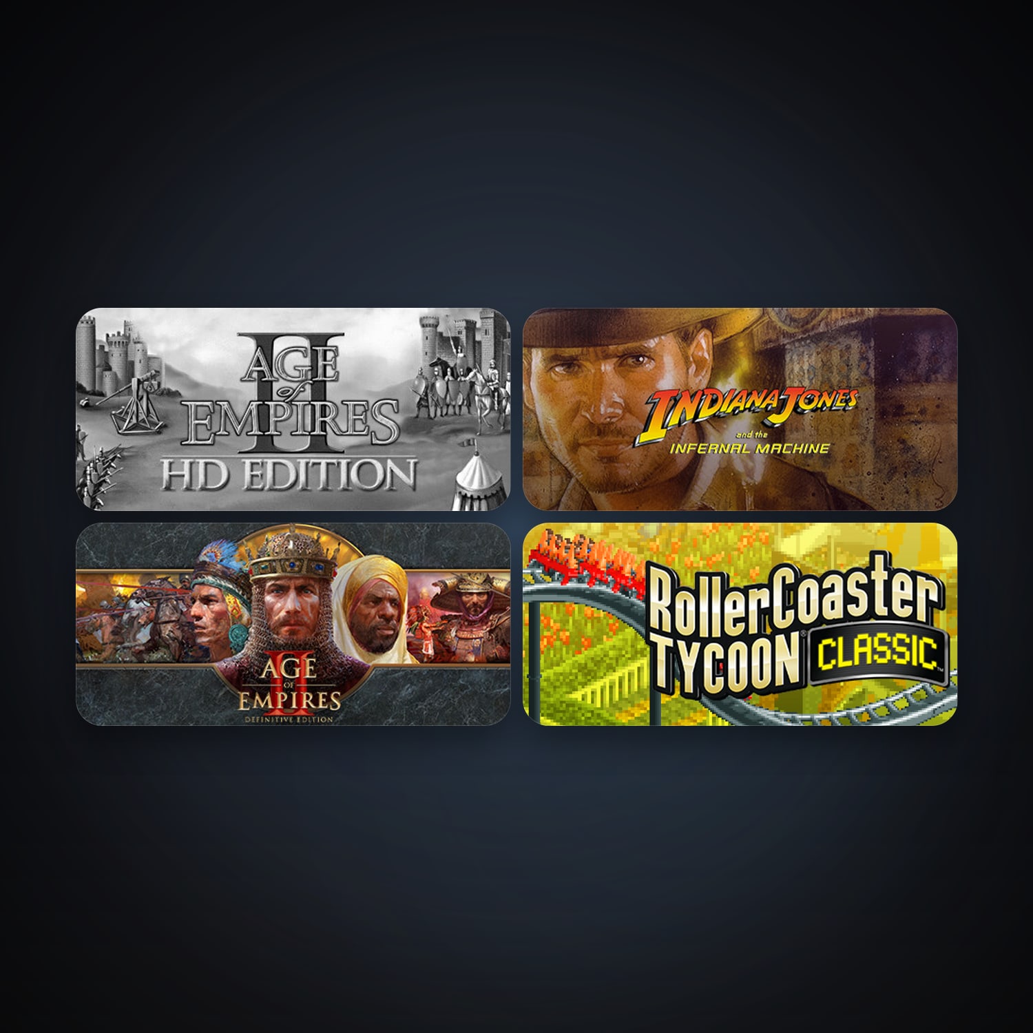 Age of Empires II + RollerCoaster Tycoon Classic, 4 games, clean — HabibiAccounts