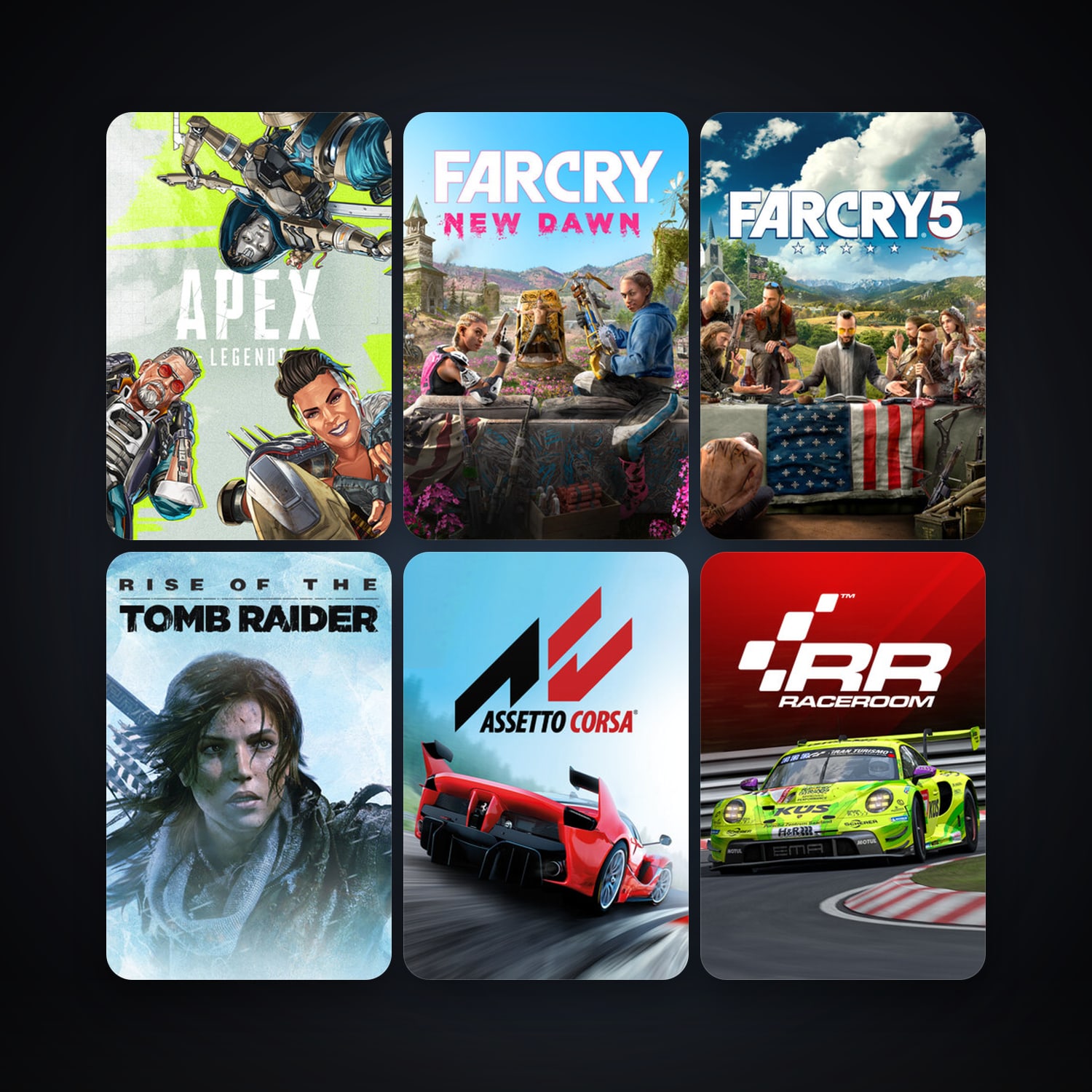 RaceRoom Racing Experience + Far Cry 3, 8 games, clean — HabibiAccounts