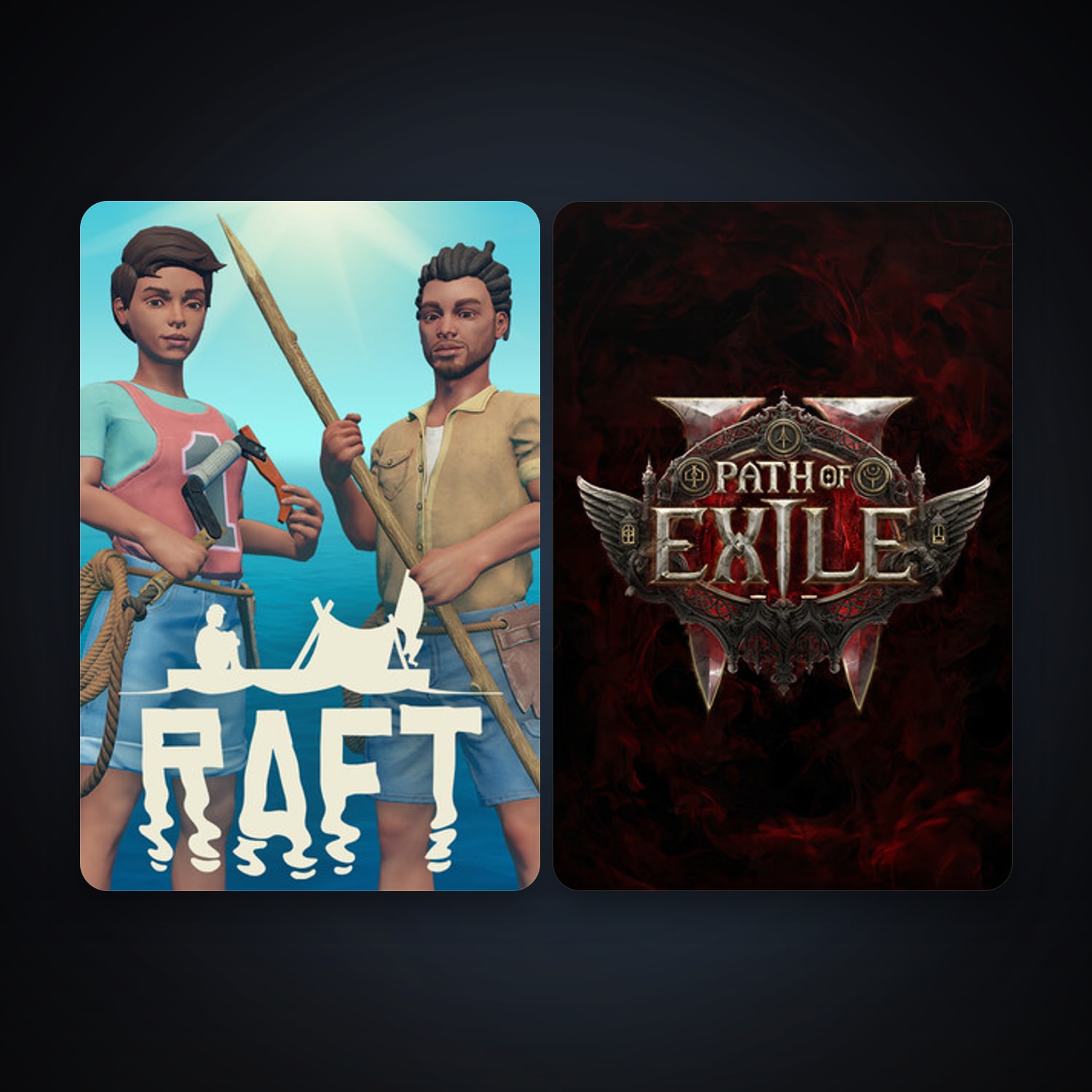 Raft + Path of Exile 2, 3 games, clean — HabibiAccounts