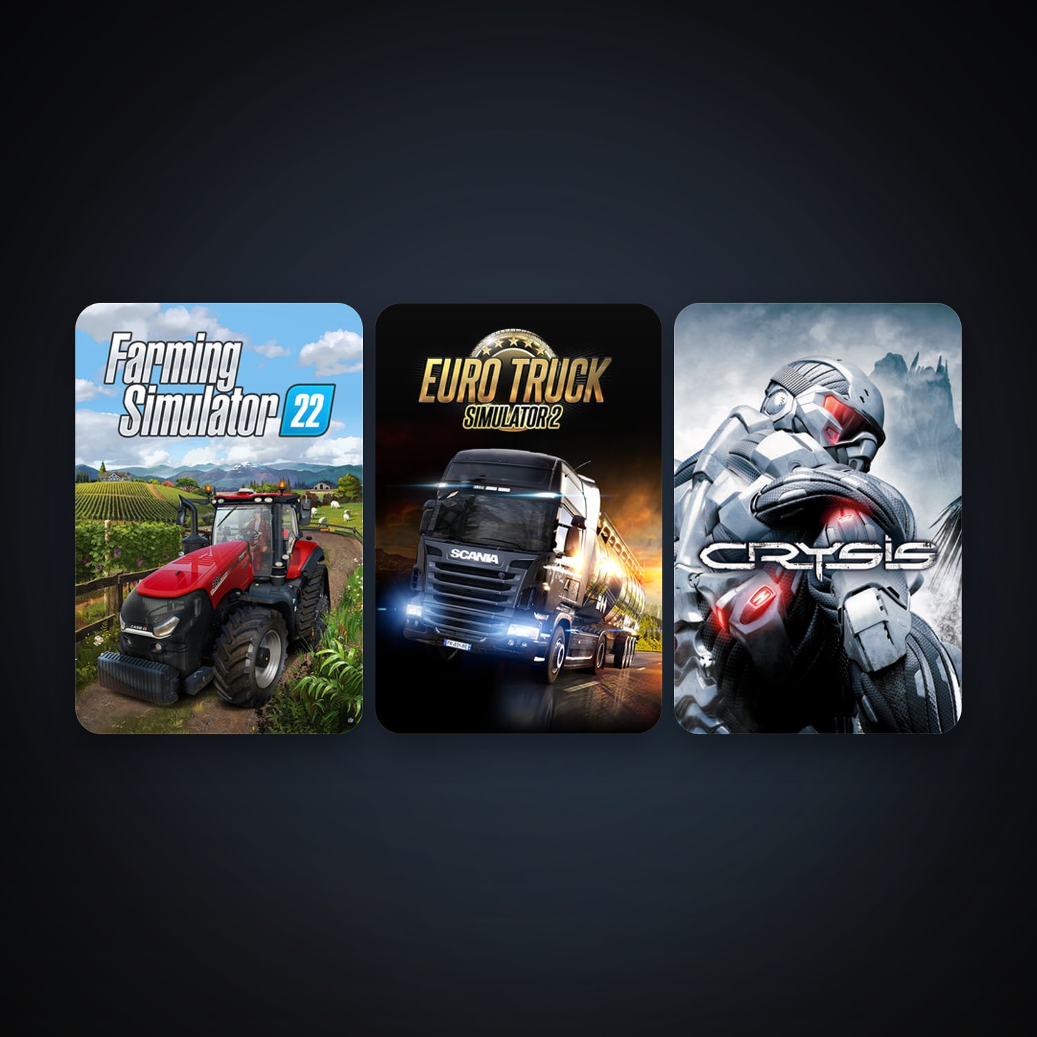 Crysis + Euro Truck Simulator 2, 3 games, clean — HabibiAccounts