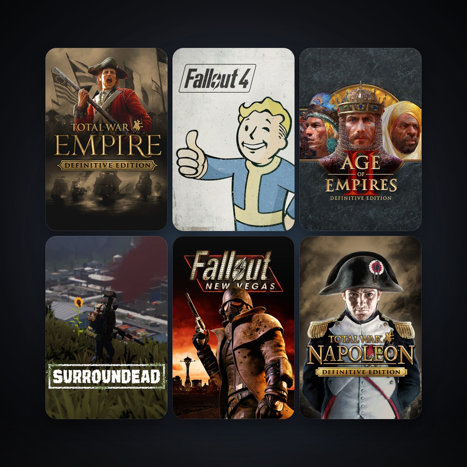 Empire: Total War + Fallout: New Vegas, 115 games, Steam 10, clean — HabibiAccounts