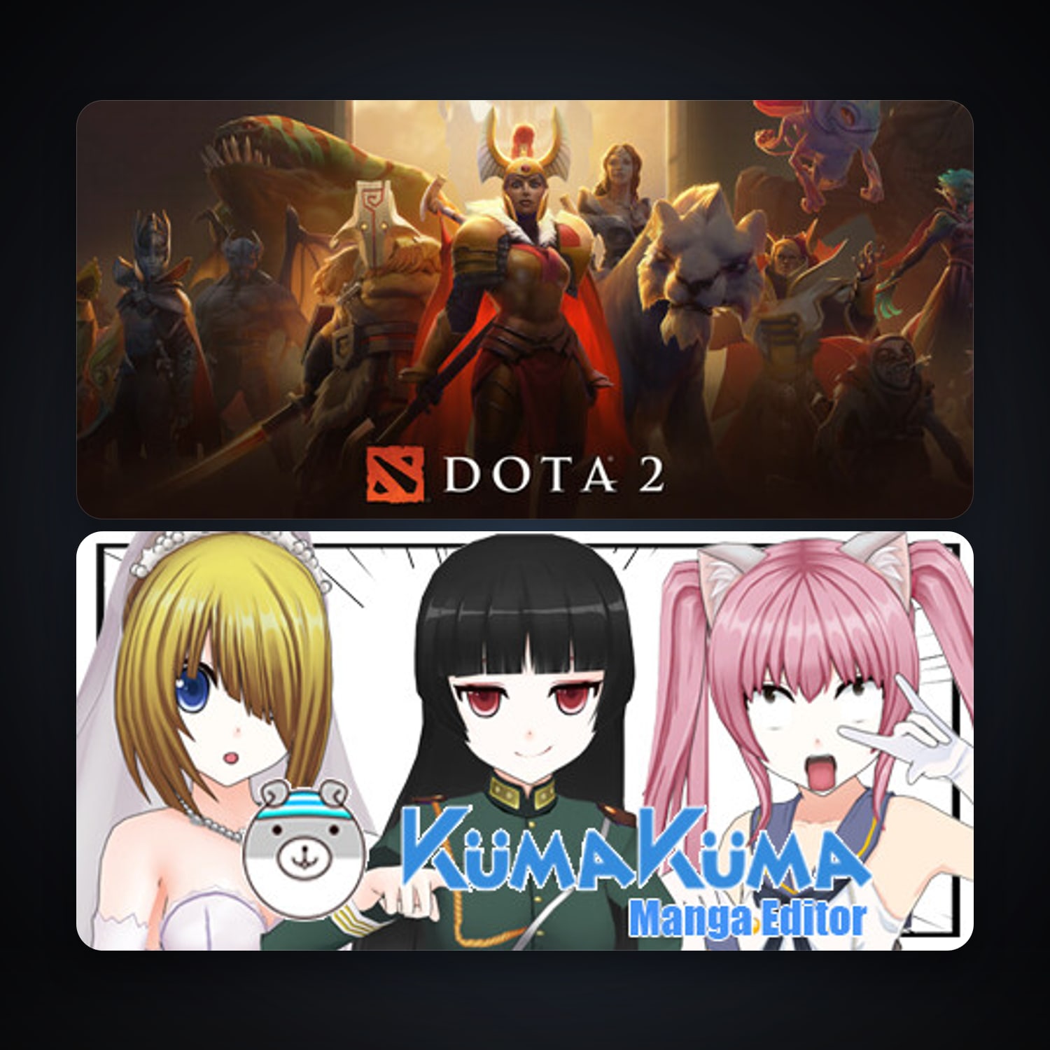 Dota 2 + KumaKuma Manga Editor, 3 games, clean — HabibiAccounts