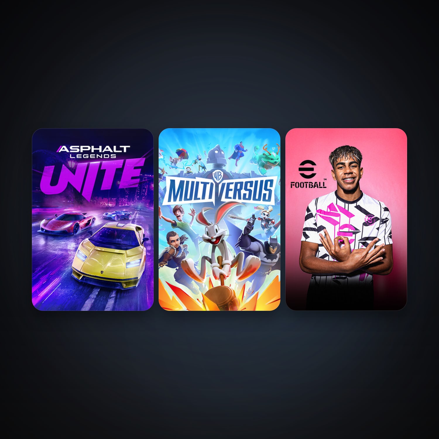 eFootball 2024 + Asphalt Legends Unite, 5 games, clean — HabibiAccounts