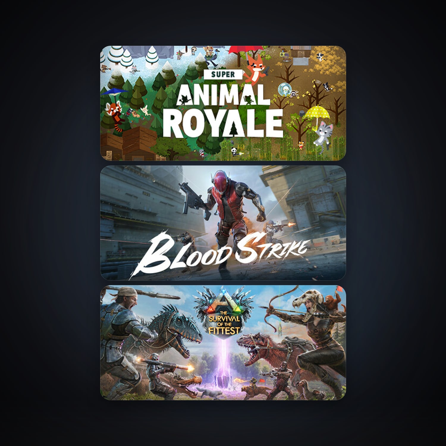 ARK: The Survival Of The Fittest + Super Animal Royale, 7 games, clean — HabibiAccounts