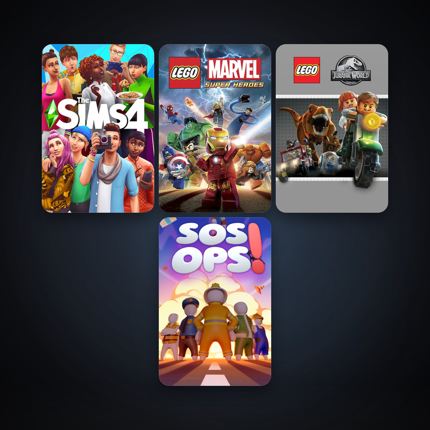 LEGO Marvel Super Heroes + LEGO Jurassic World, 4 games, clean — HabibiAccounts