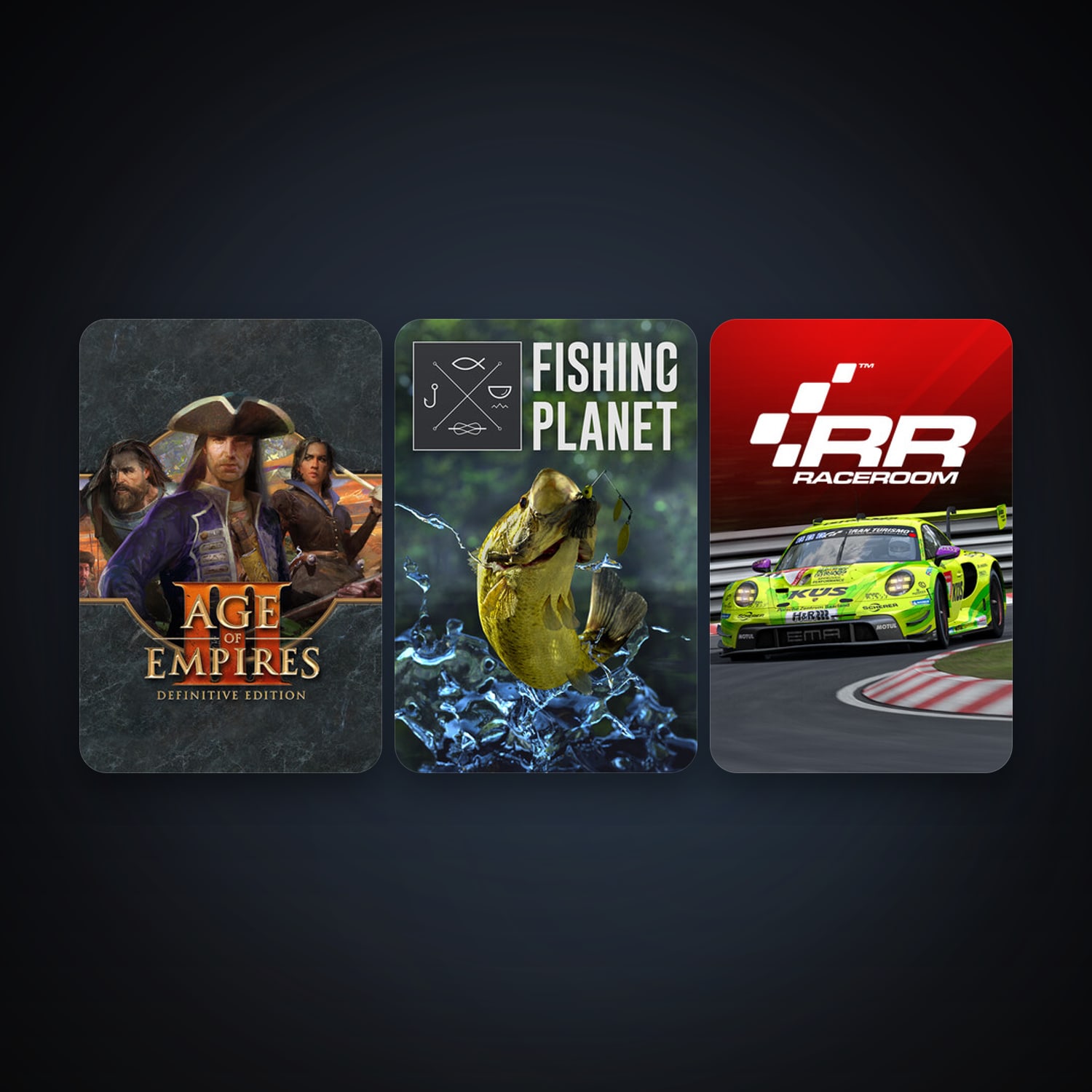 RaceRoom Racing Experience + Fishing Planet, 5 games, clean — HabibiAccounts