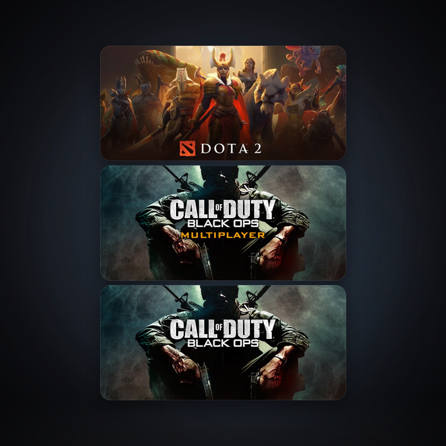 Dota 2 + Call of Duty: Black Ops, 3 games, clean — HabibiAccounts