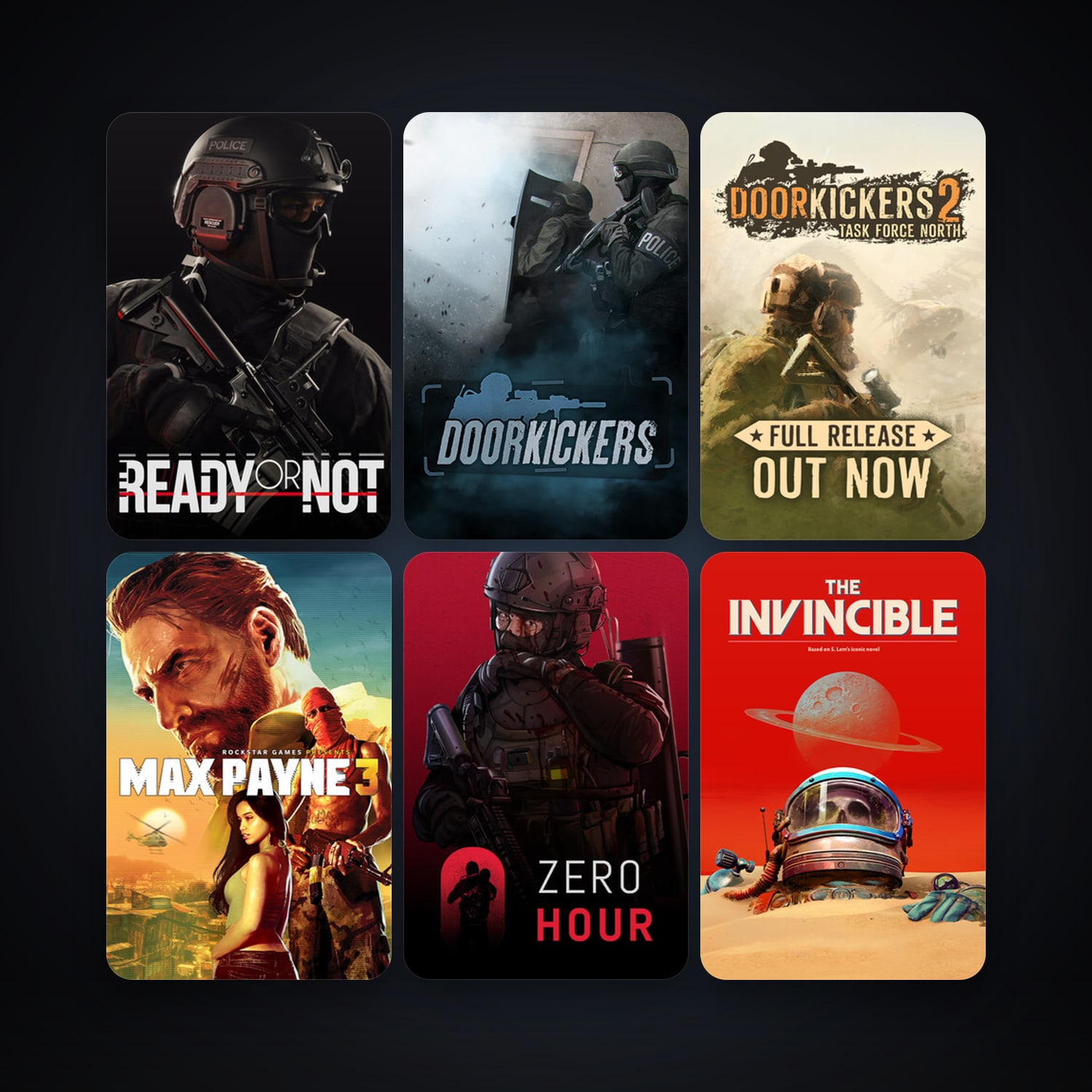 Max Payne 3 + Door Kickers, 9 games, Steam 10, clean — HabibiAccounts