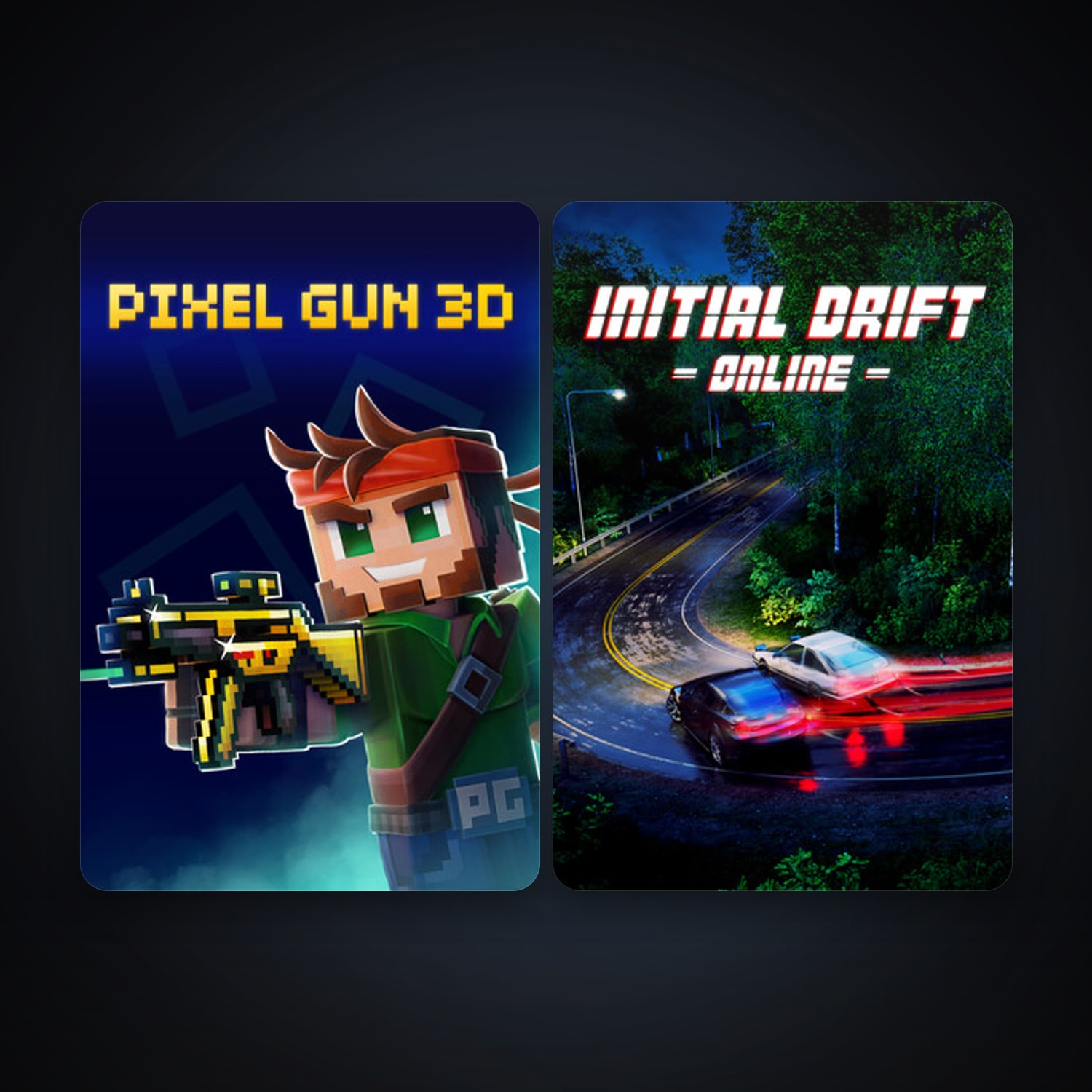 Initial Drift Online + Pixel Gun 3D: PC Edition, 5 games, clean — HabibiAccounts