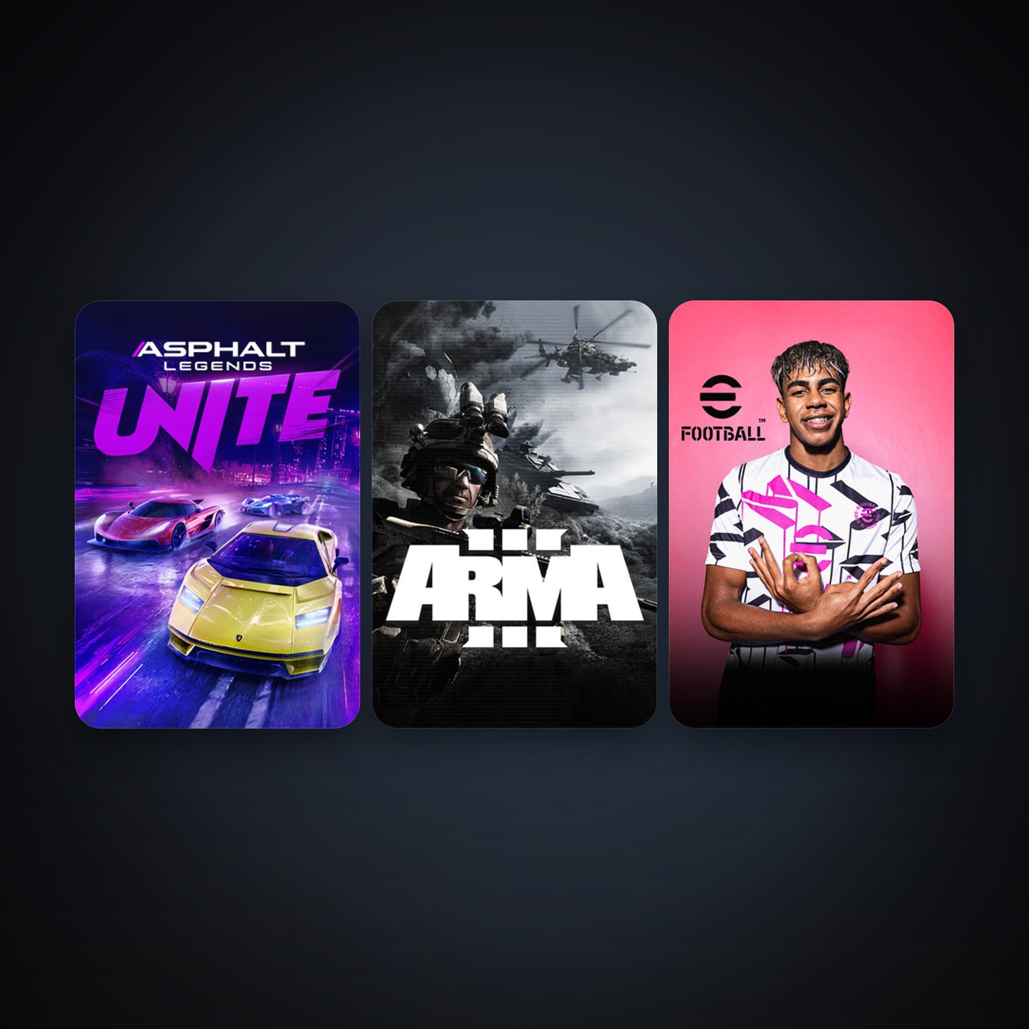Arma 3 + eFootball 2024, 6 games, clean — HabibiAccounts