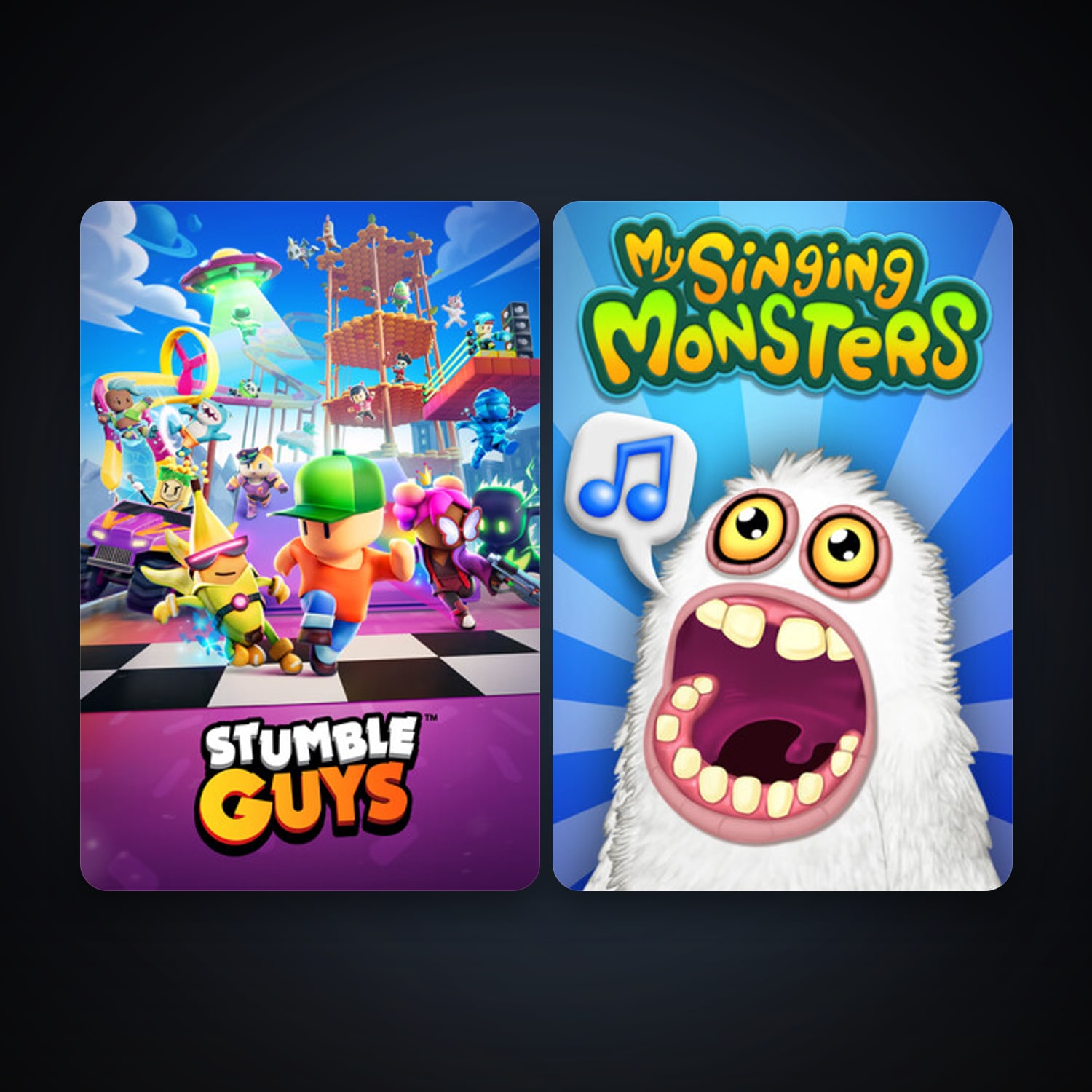 My Singing Monsters + Stumble Guys, 5 games, clean — HabibiAccounts