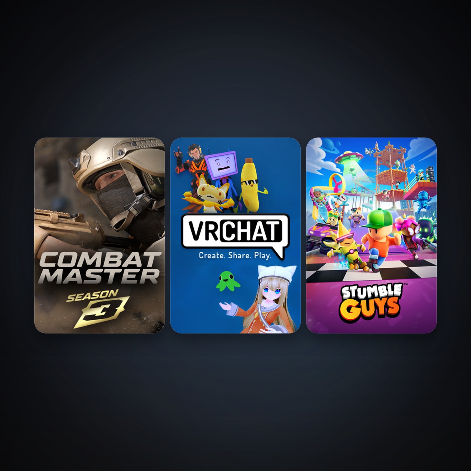VRChat + Stumble Guys, 9 games, clean — HabibiAccounts