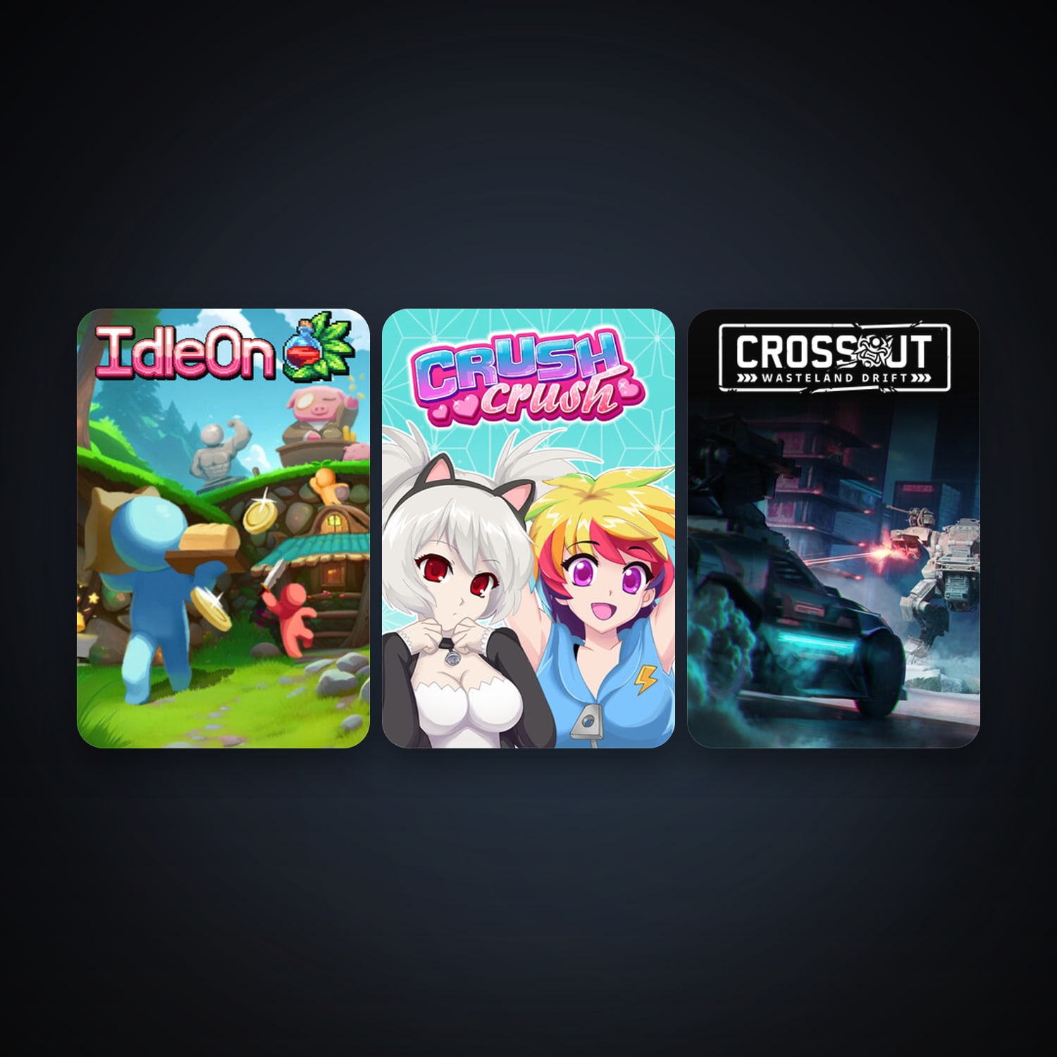Crossout + Crush Crush, 5 games, clean — HabibiAccounts